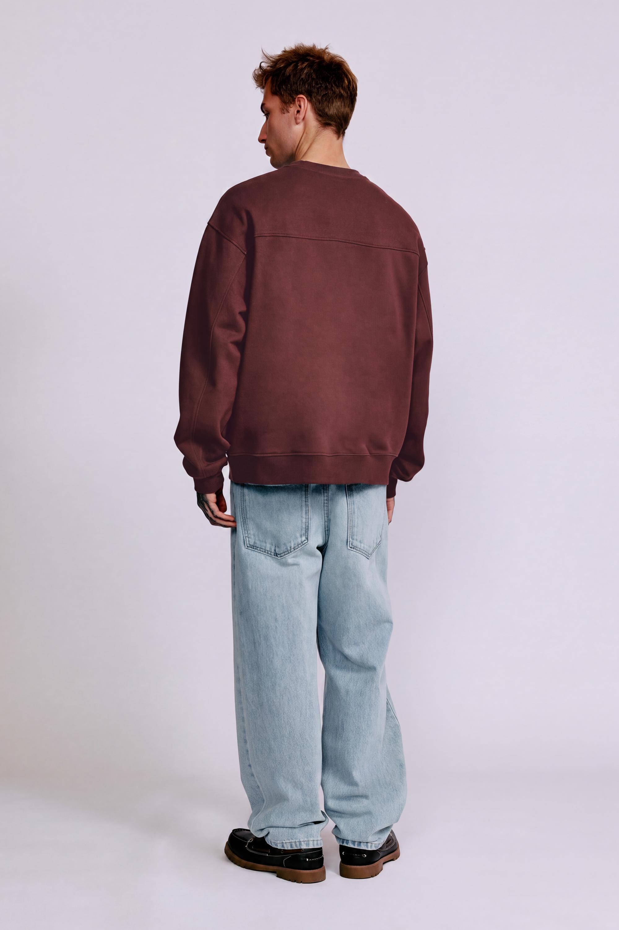Embroidered round neck sweatshirt — Brown