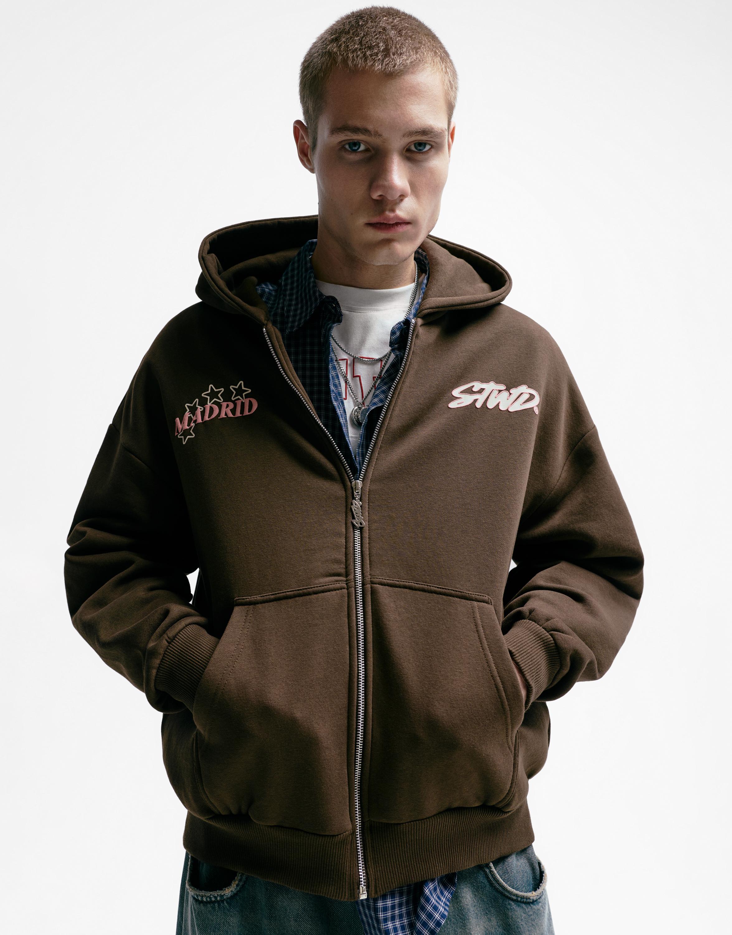 STWD Madrid fermuarlı kapüşonlu sweatshirt - Görsel 11