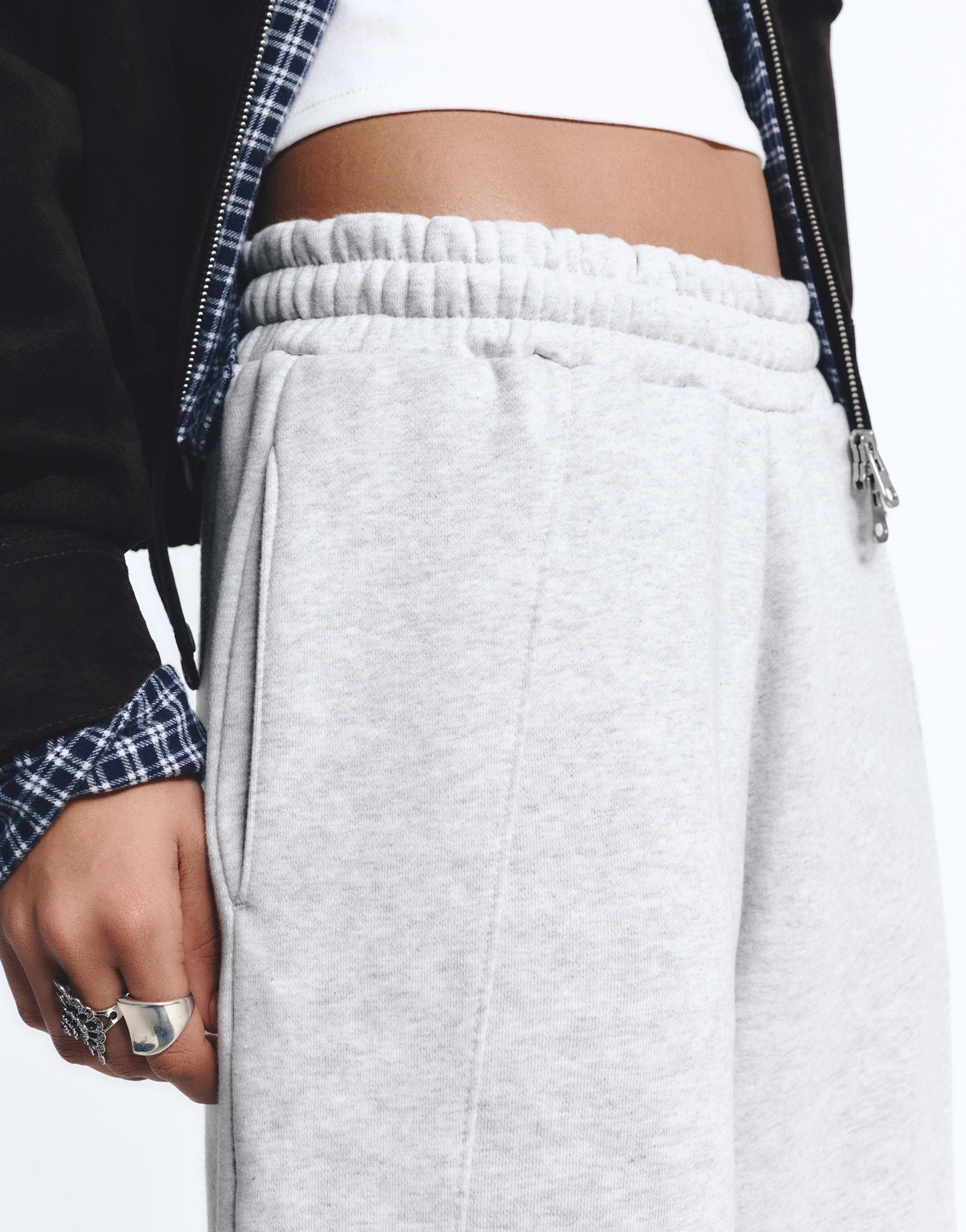 Barrel fit tracksuit trousers — Grey marl