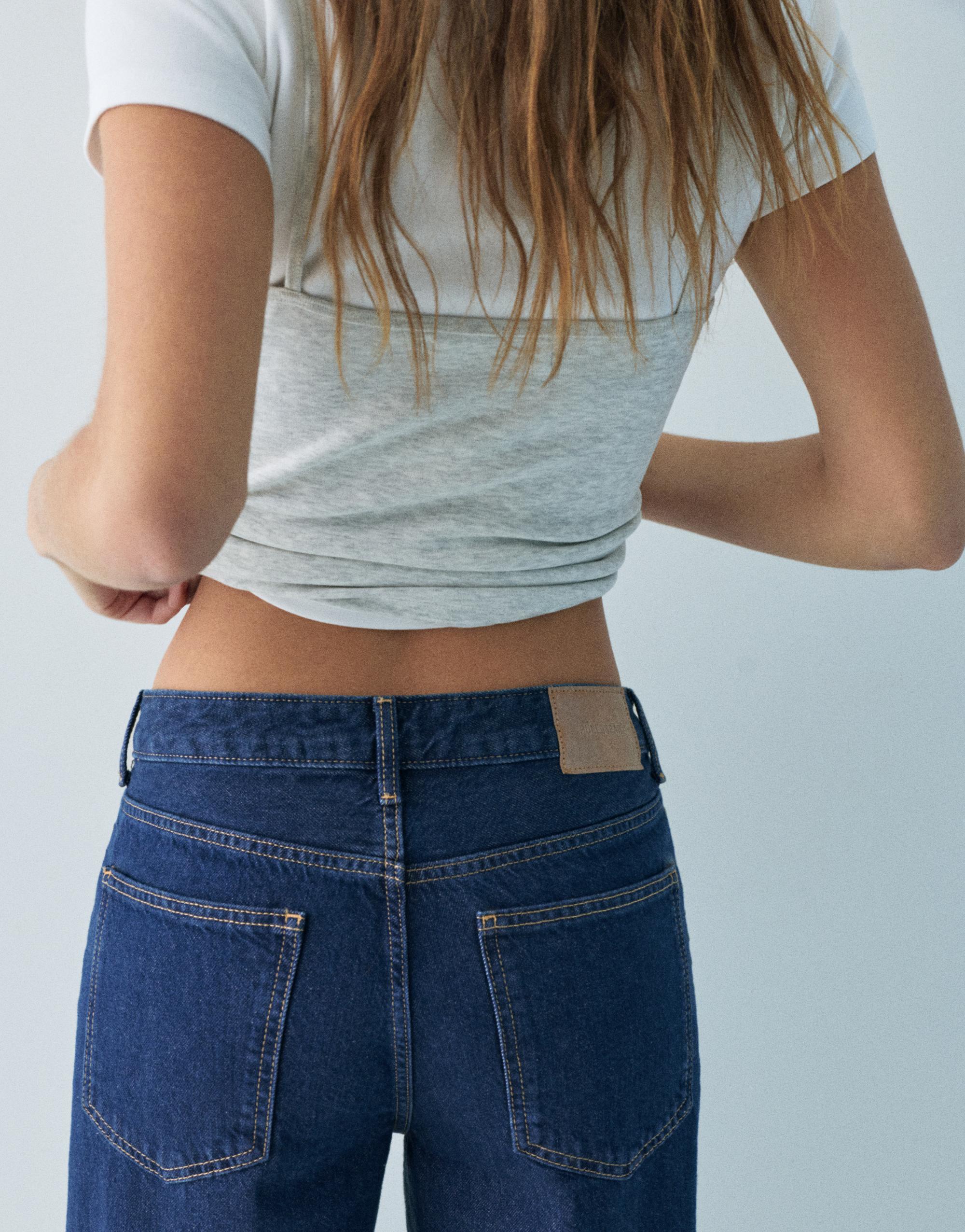 Wide-leg stud jeans — Dark blue