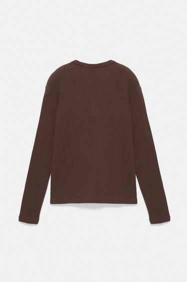 Long sleeve Henley T-shirt — Brown 7