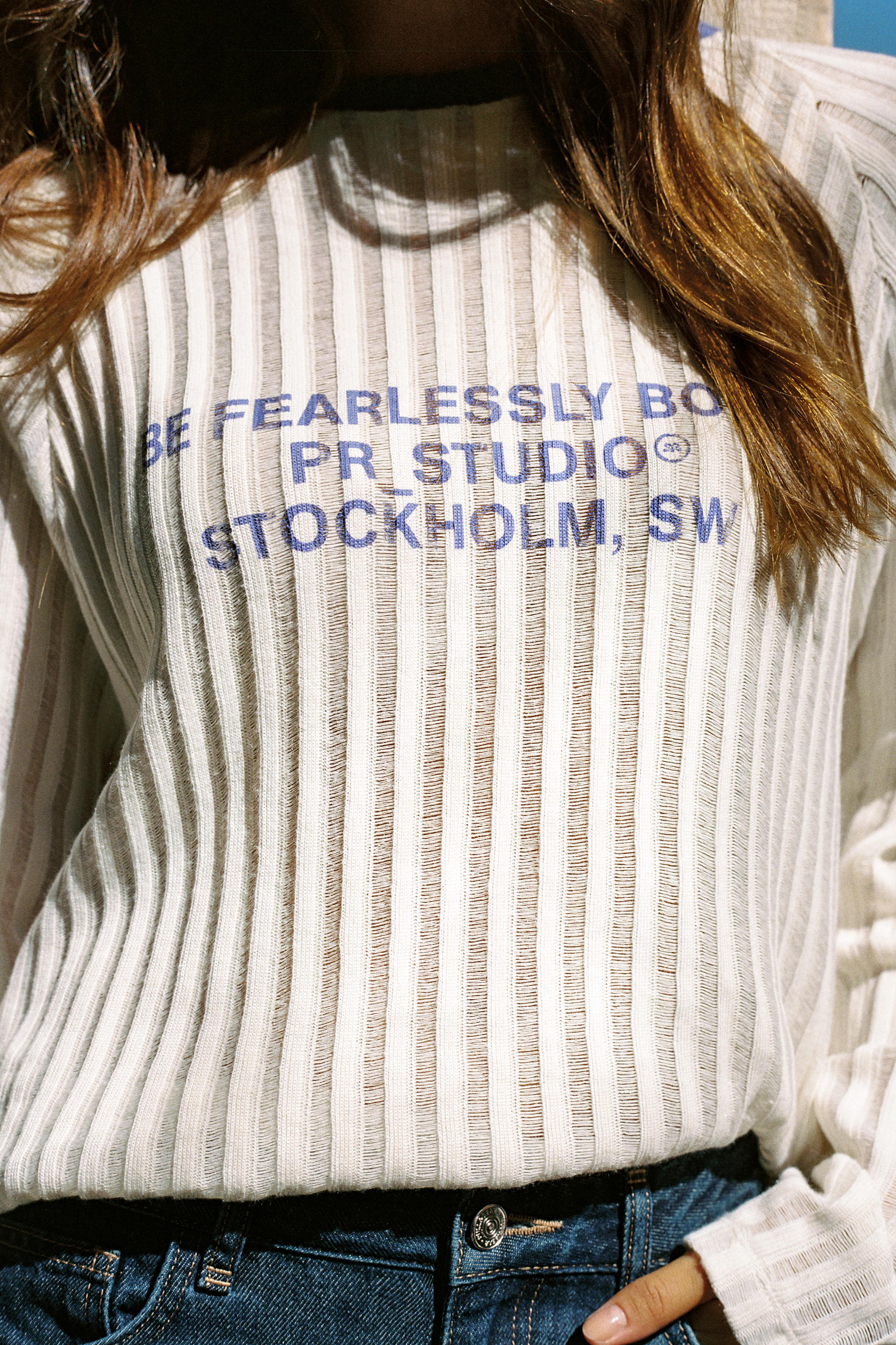 Pull&Bear Grafik örgü tişört görsel 7