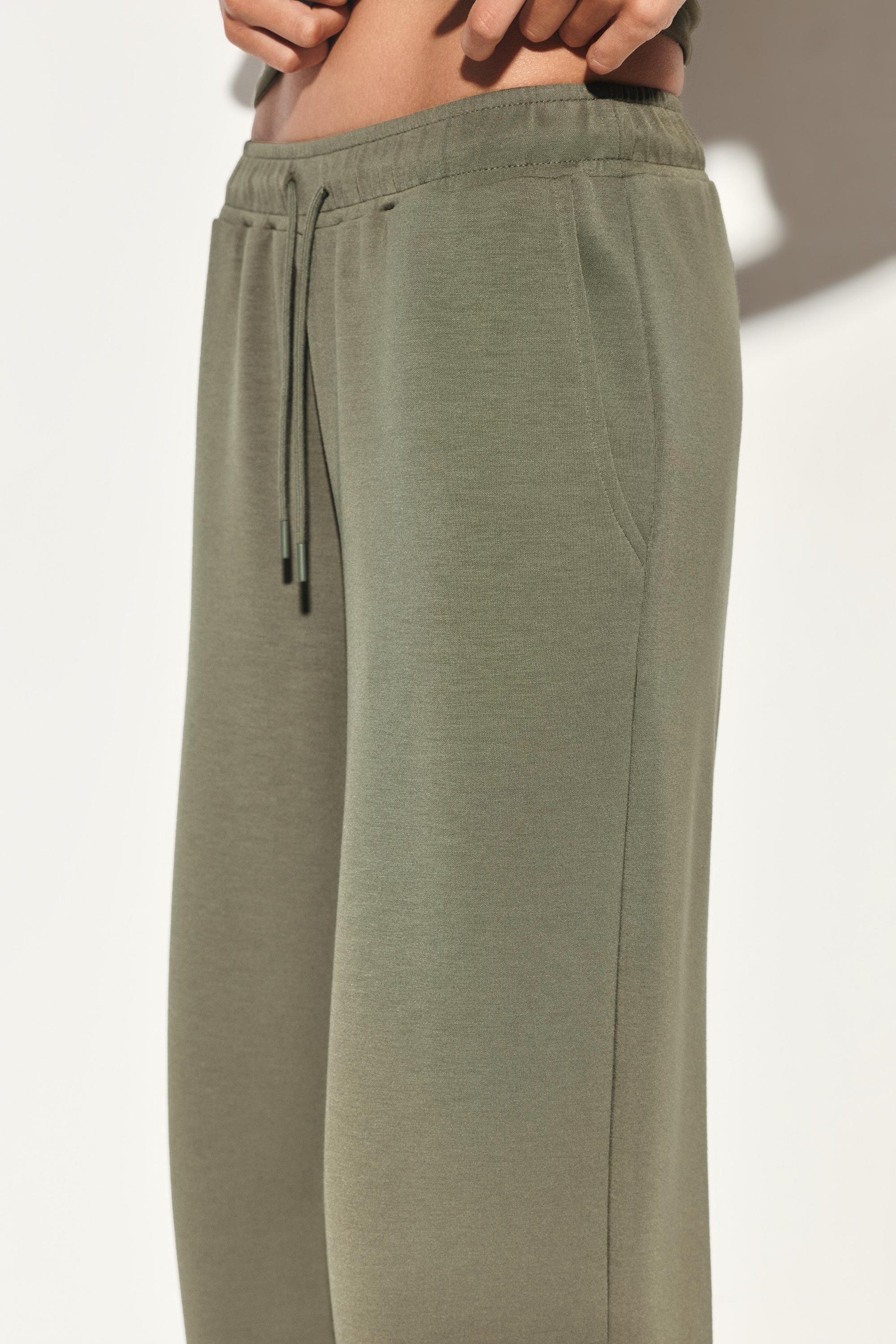 Modal wide-leg trousers — Khaki