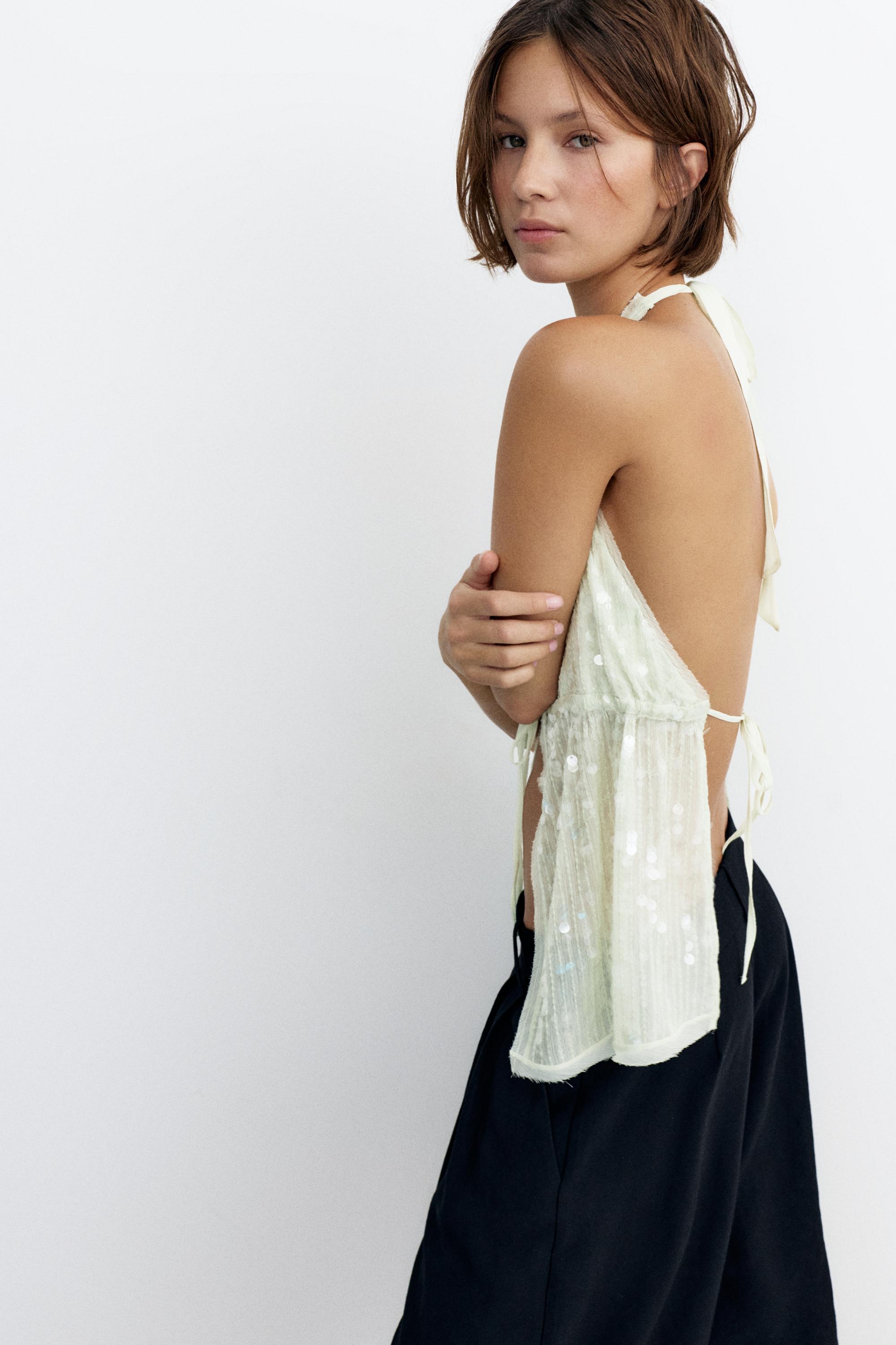 Sequin halter top — Aquamarine