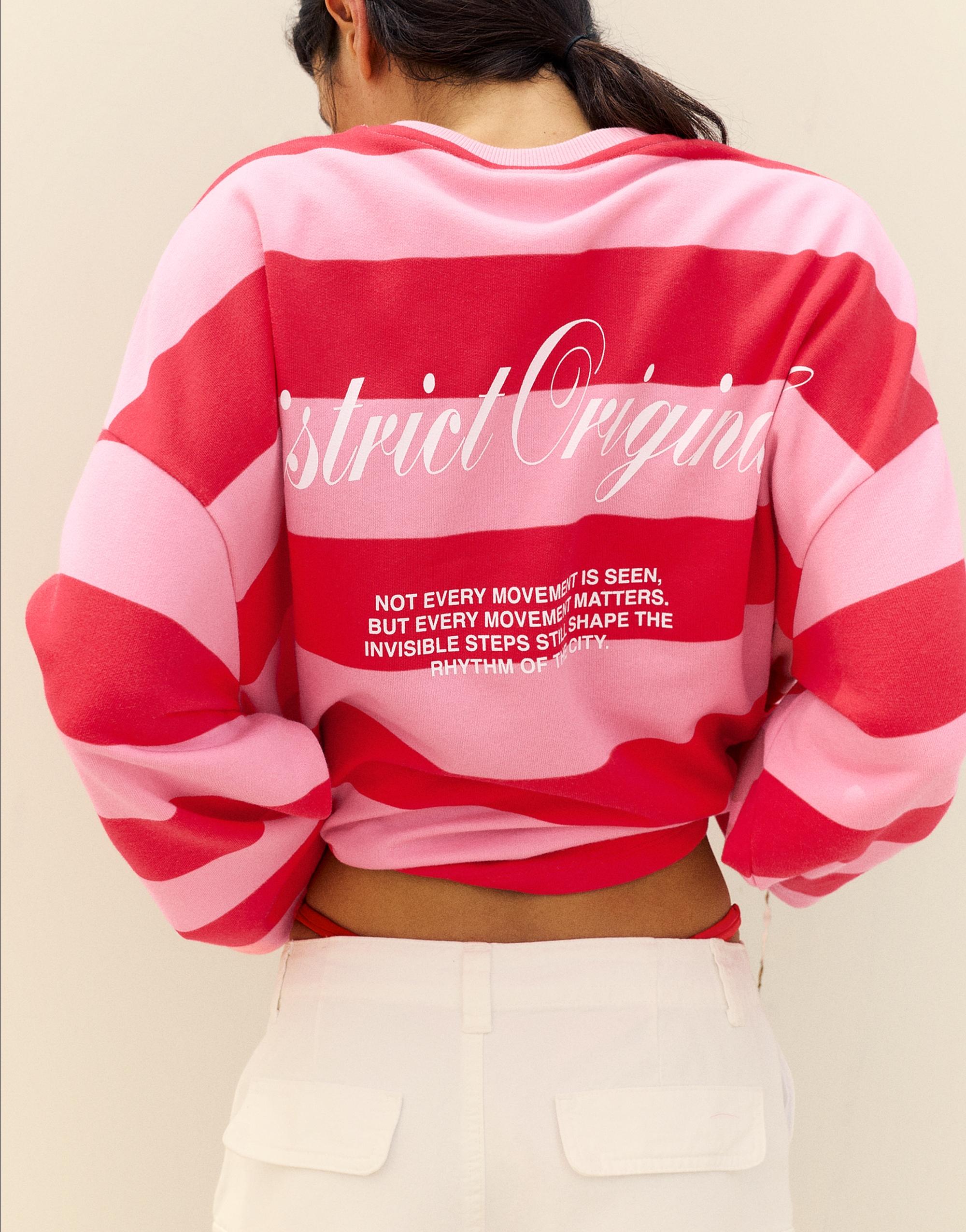 Oversize striped sweatshirt — Red