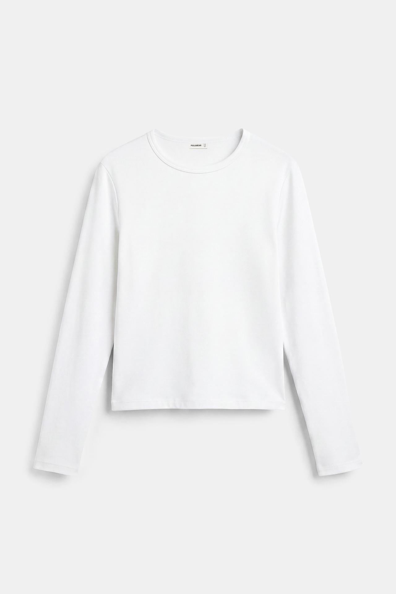 Fitted long sleeve T-shirt — White