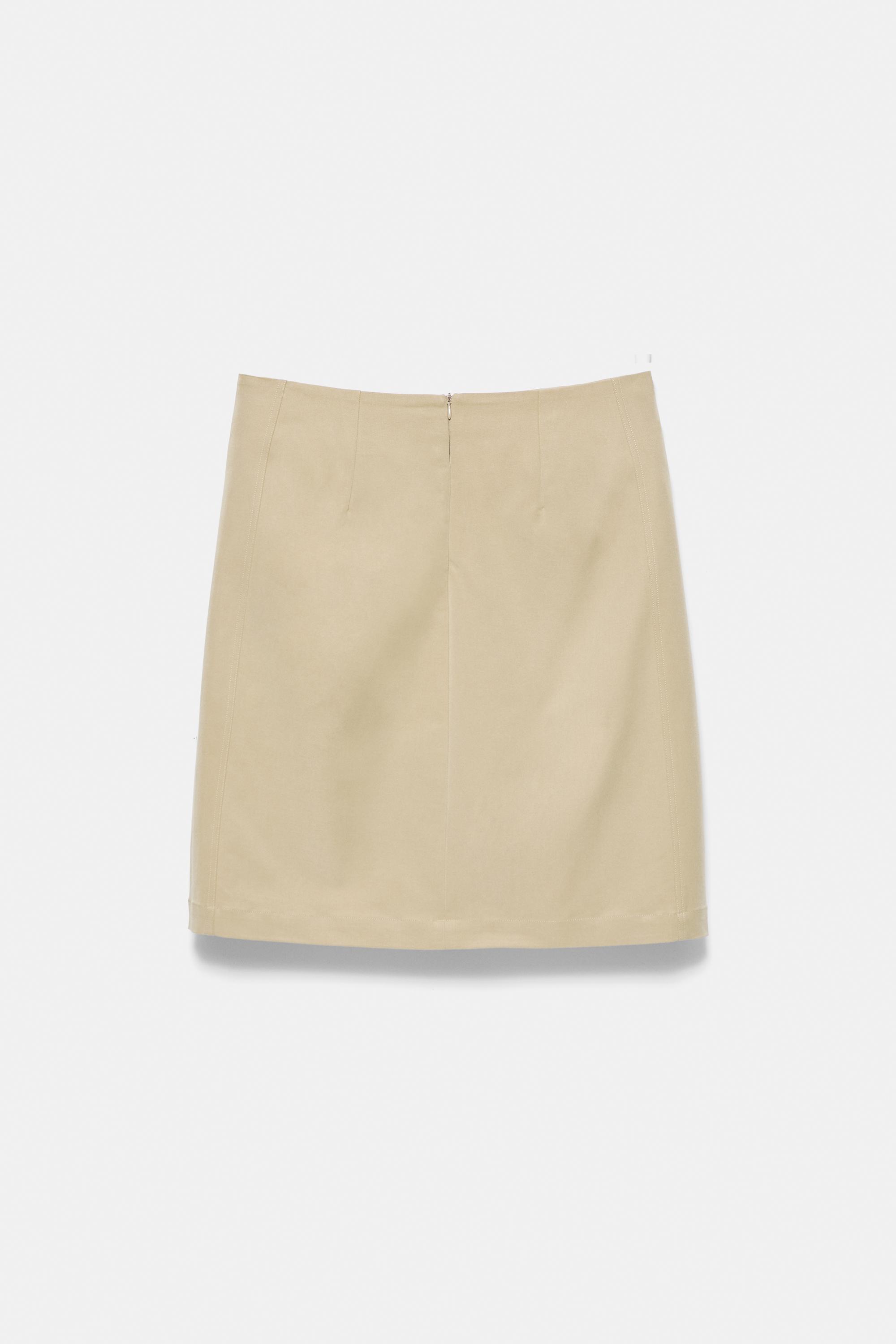Straight buckle skirt — Medium camel
