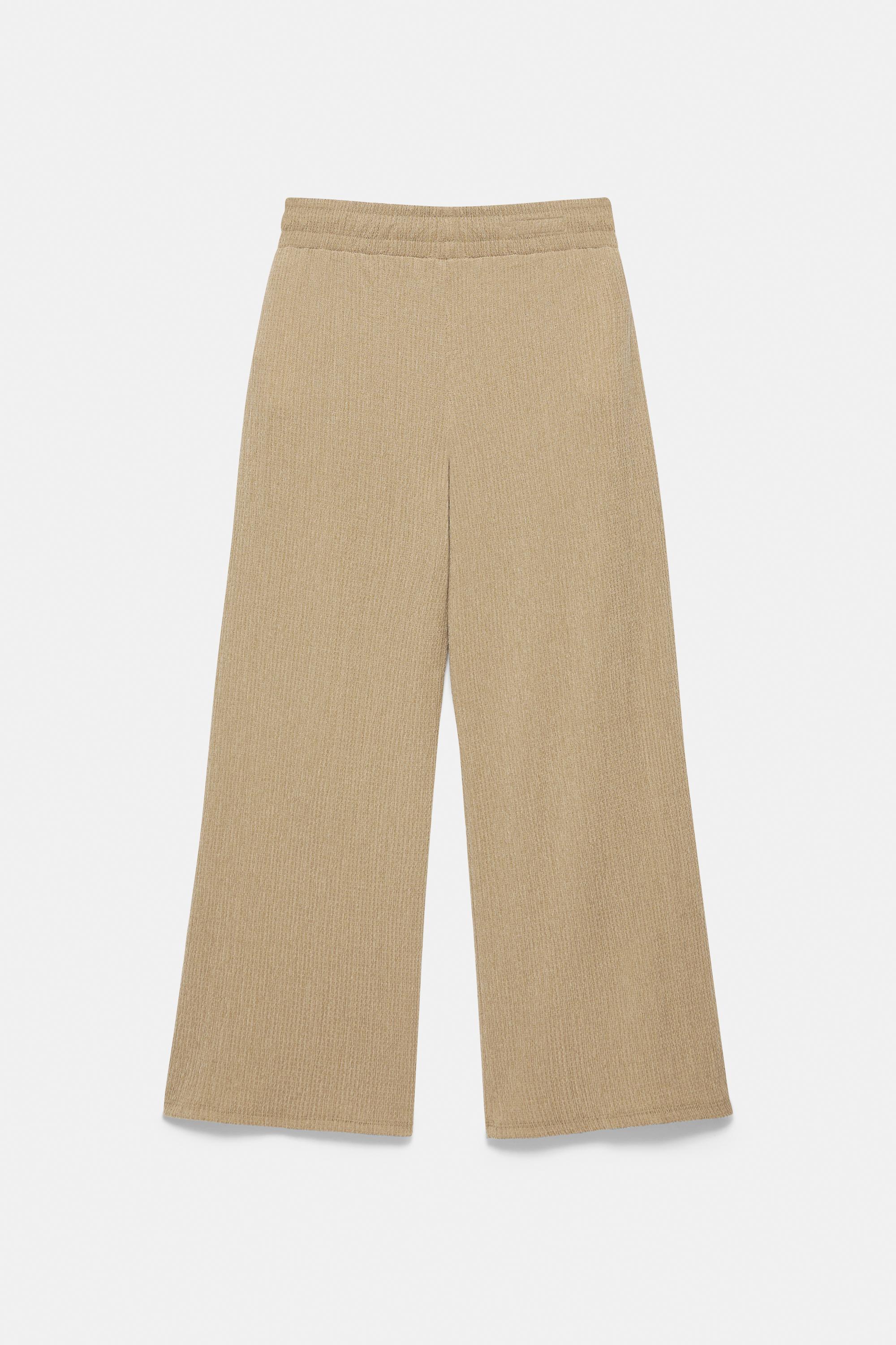 Wide-leg crepe trousers — Khaki