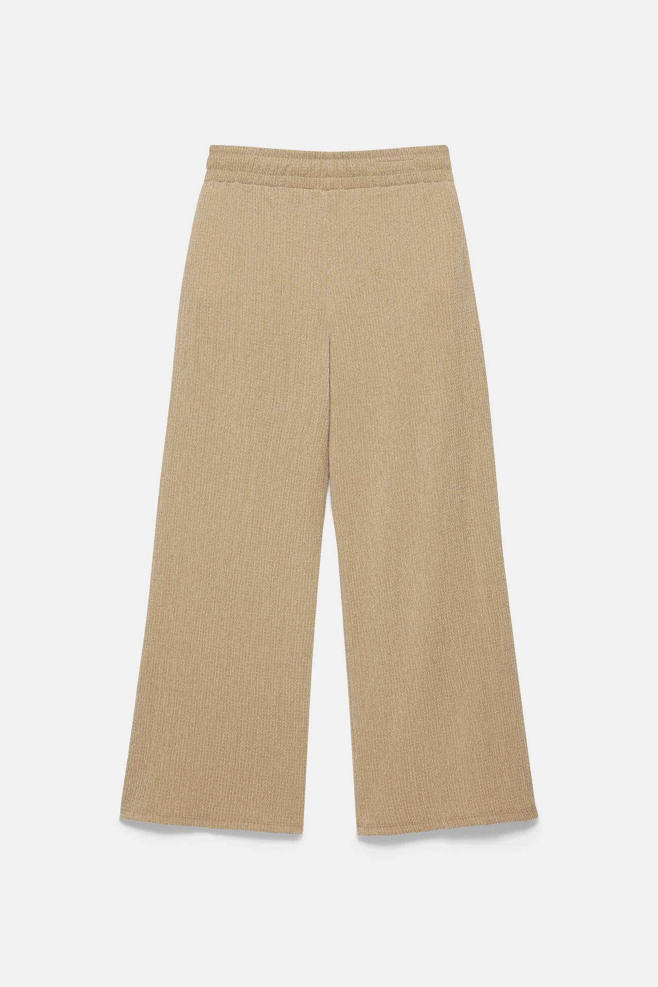 Wide-leg crepe trousers — Khaki