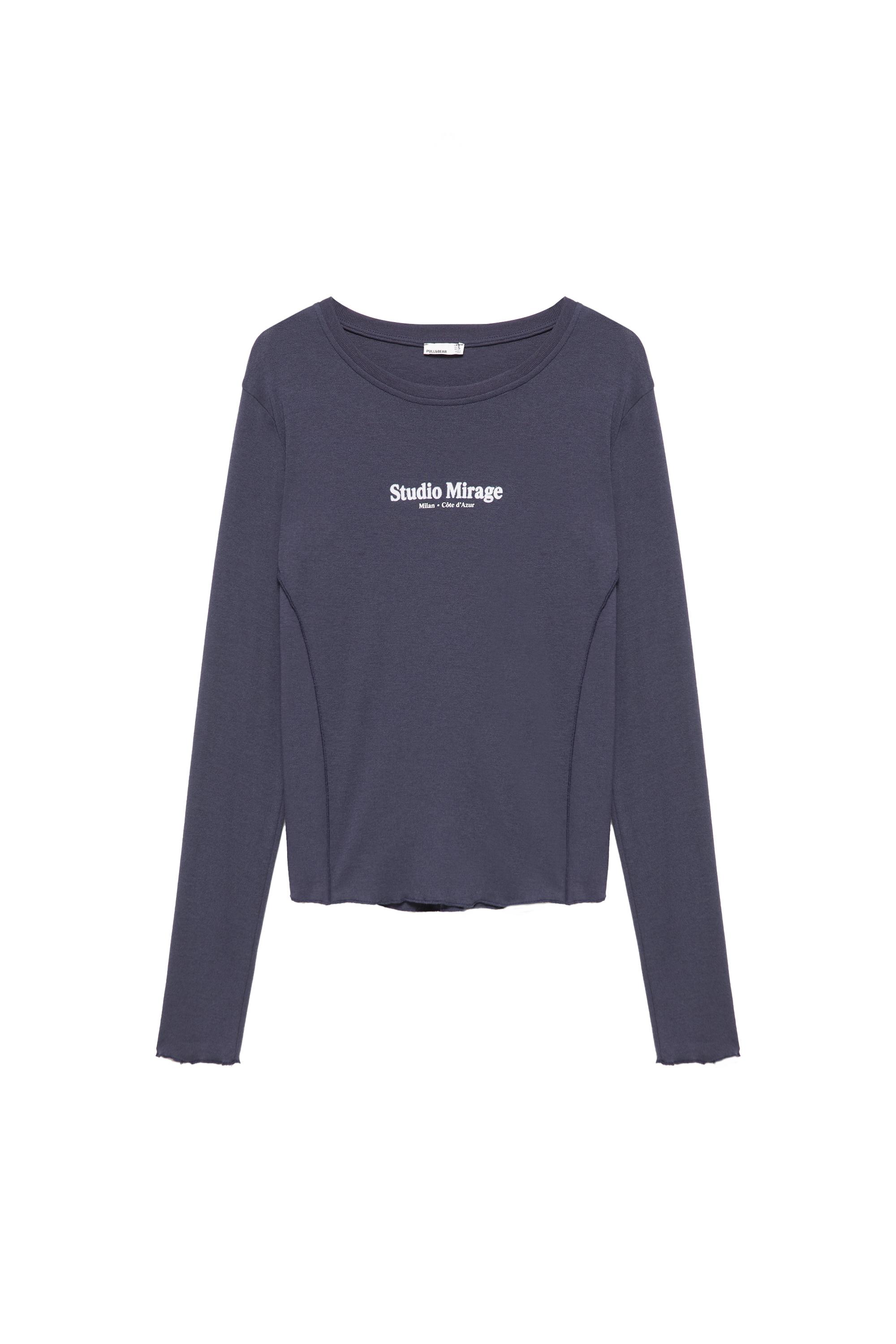 Pull&Bear Dikiş detaylı grafik tişört görsel 2