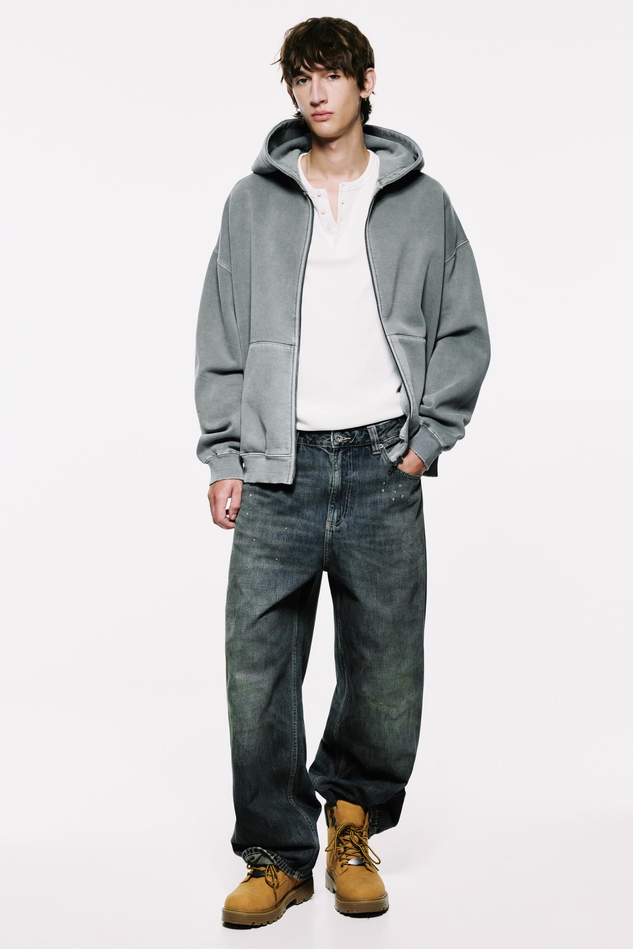 STWD hood zip-up sweatshirt — Grey