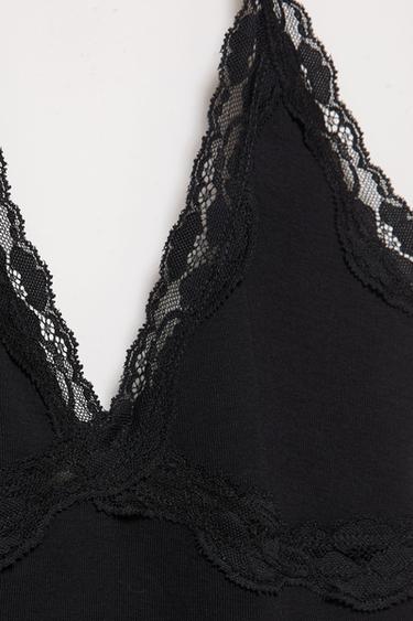 Lace-trimmed halter top — Black 7
