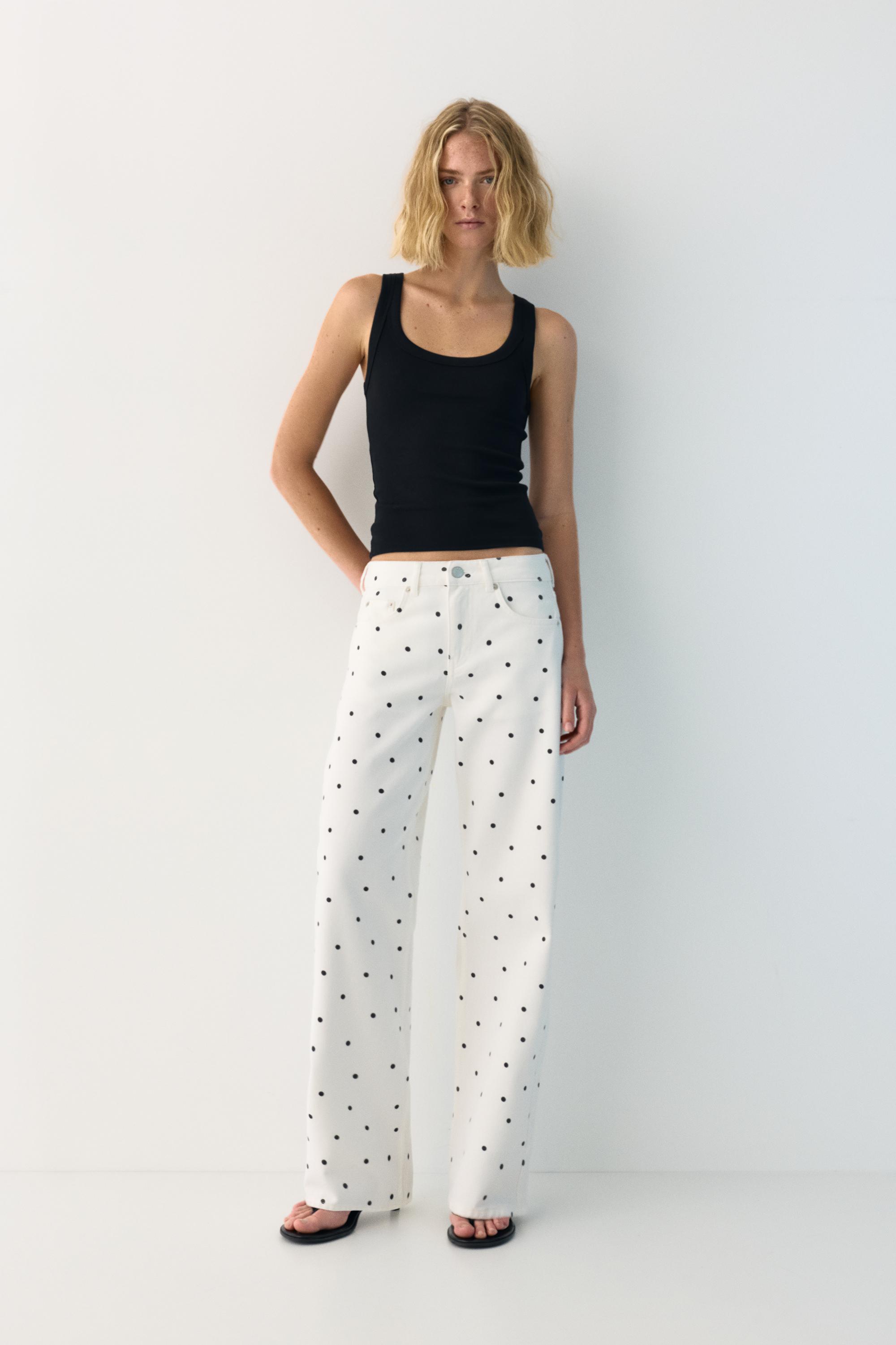 Jeans Dritti A Pois