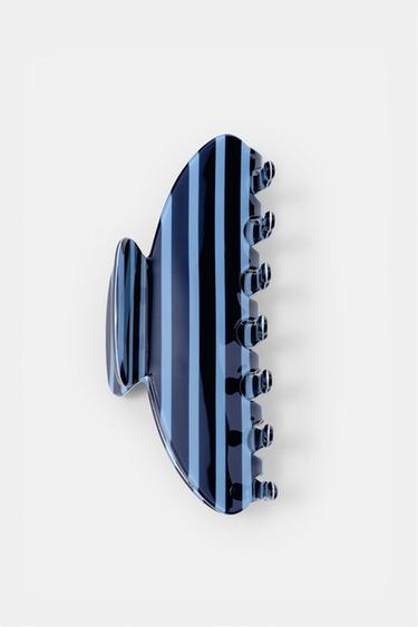 Striped hair clip — Blue 1