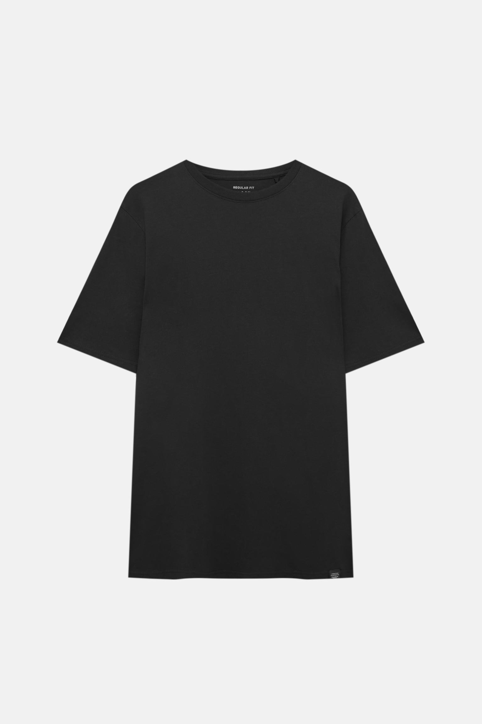 Basic short sleeve cotton T-shirt — Black