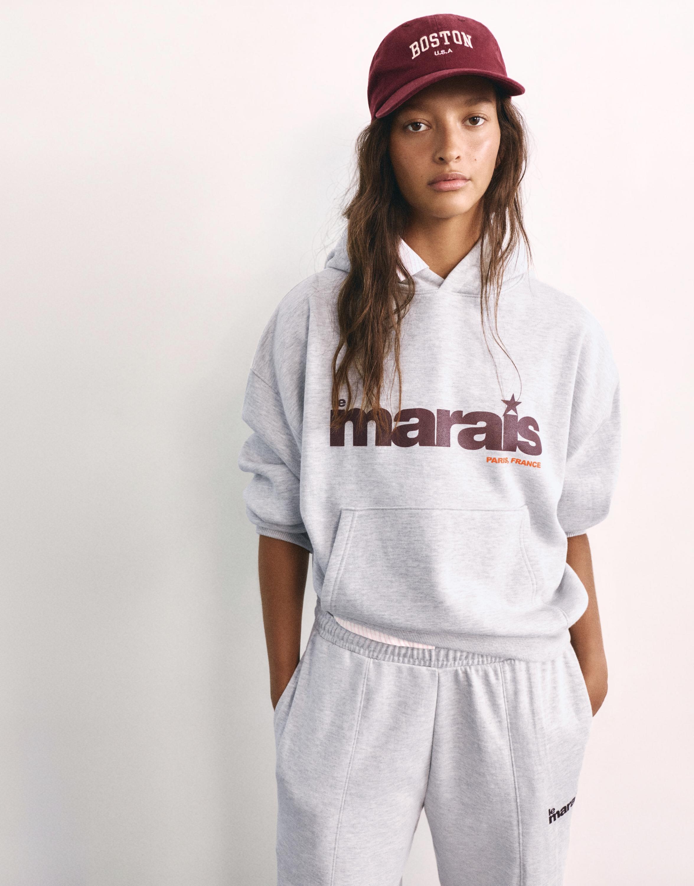 Graphic hoodie — Grey marl