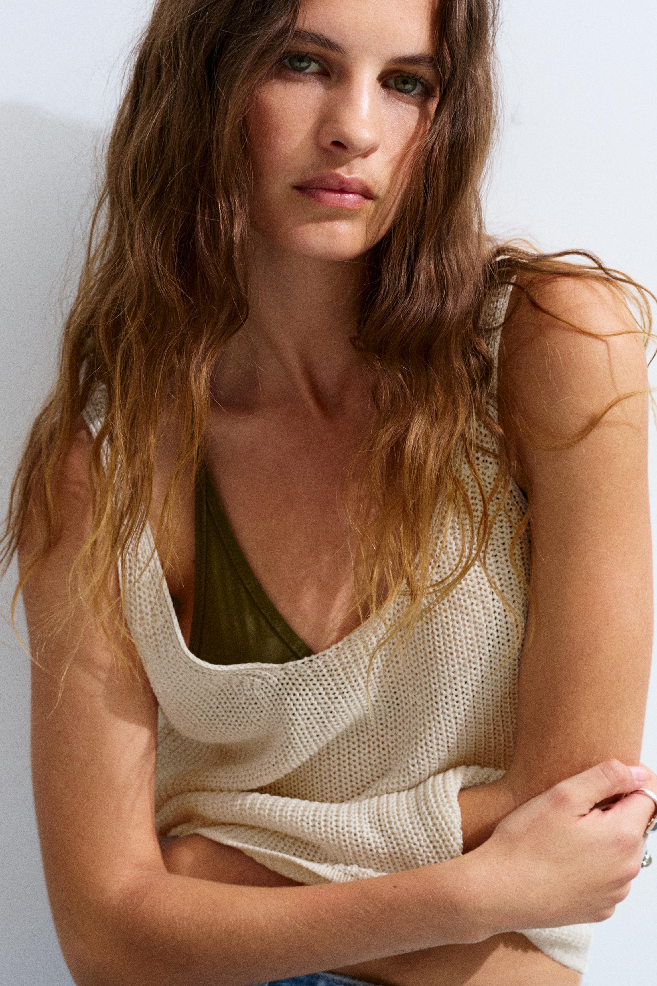 Top A Bretelle In Maglia Perlata