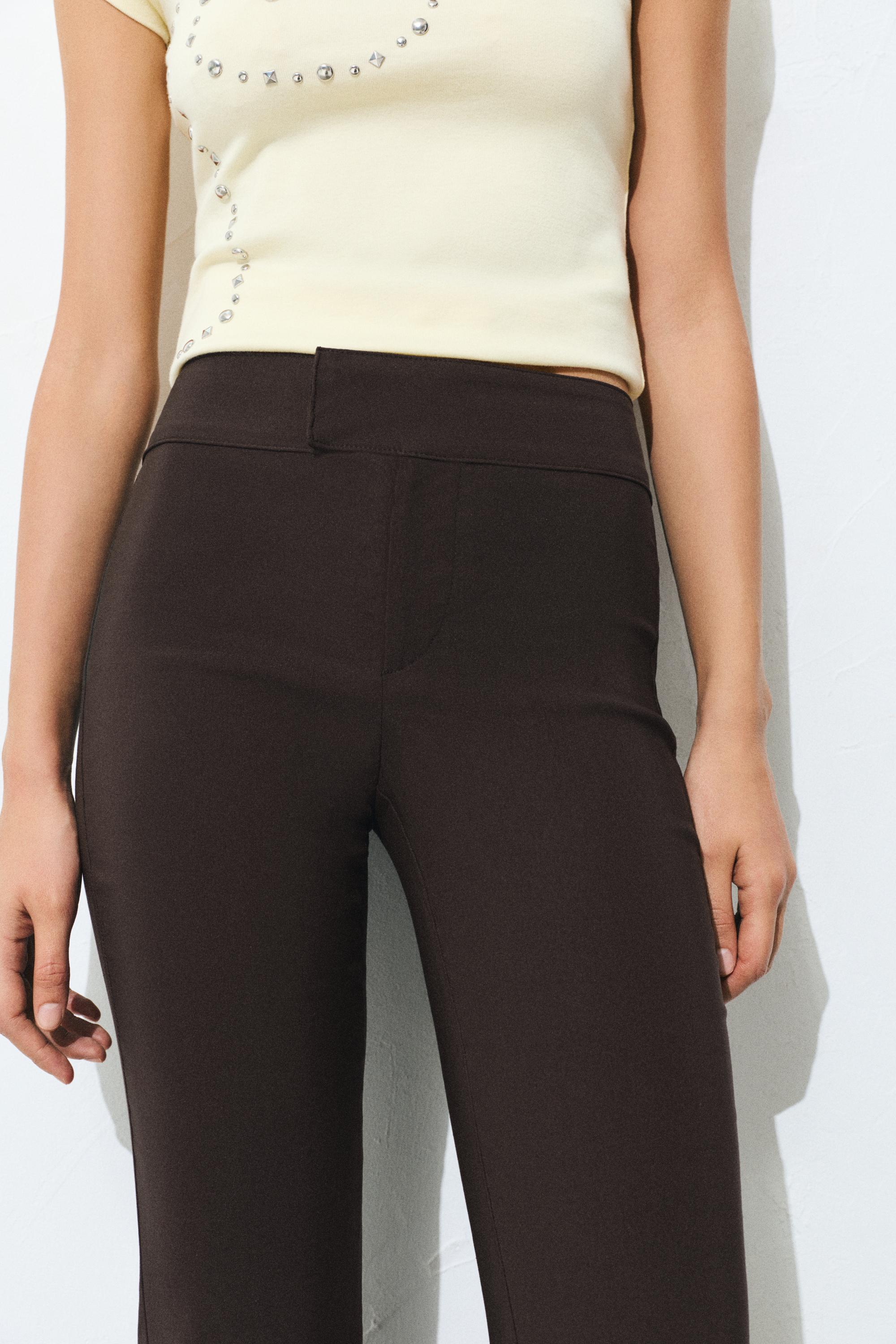 Mid-waist bootcut trousers — Brown