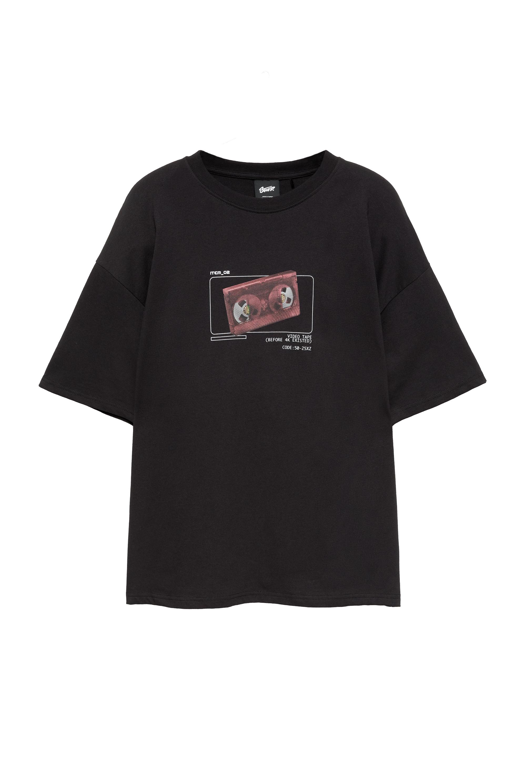 STWD tape graphic T-shirt — Black