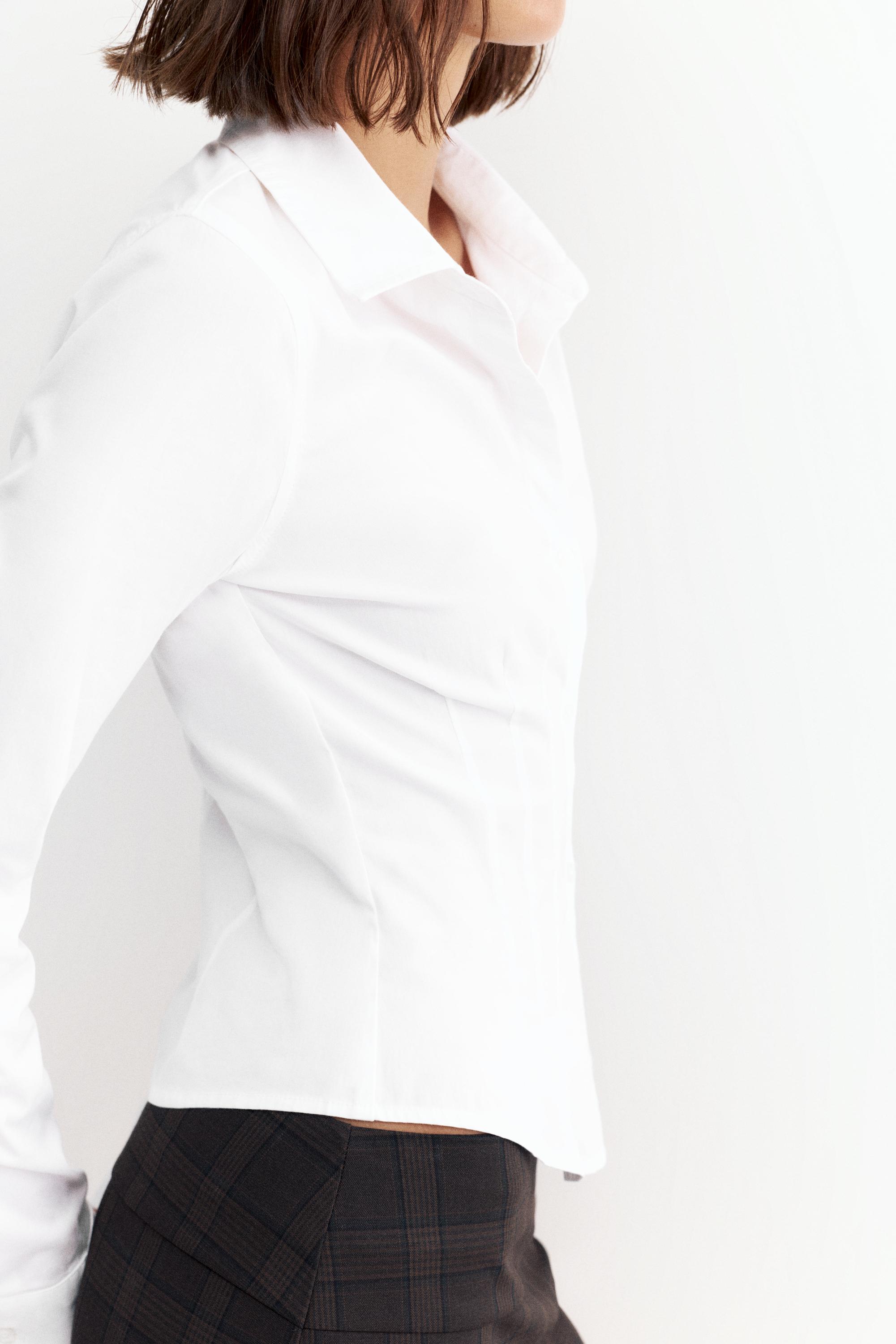 Fitted wide-cuff shirt — White