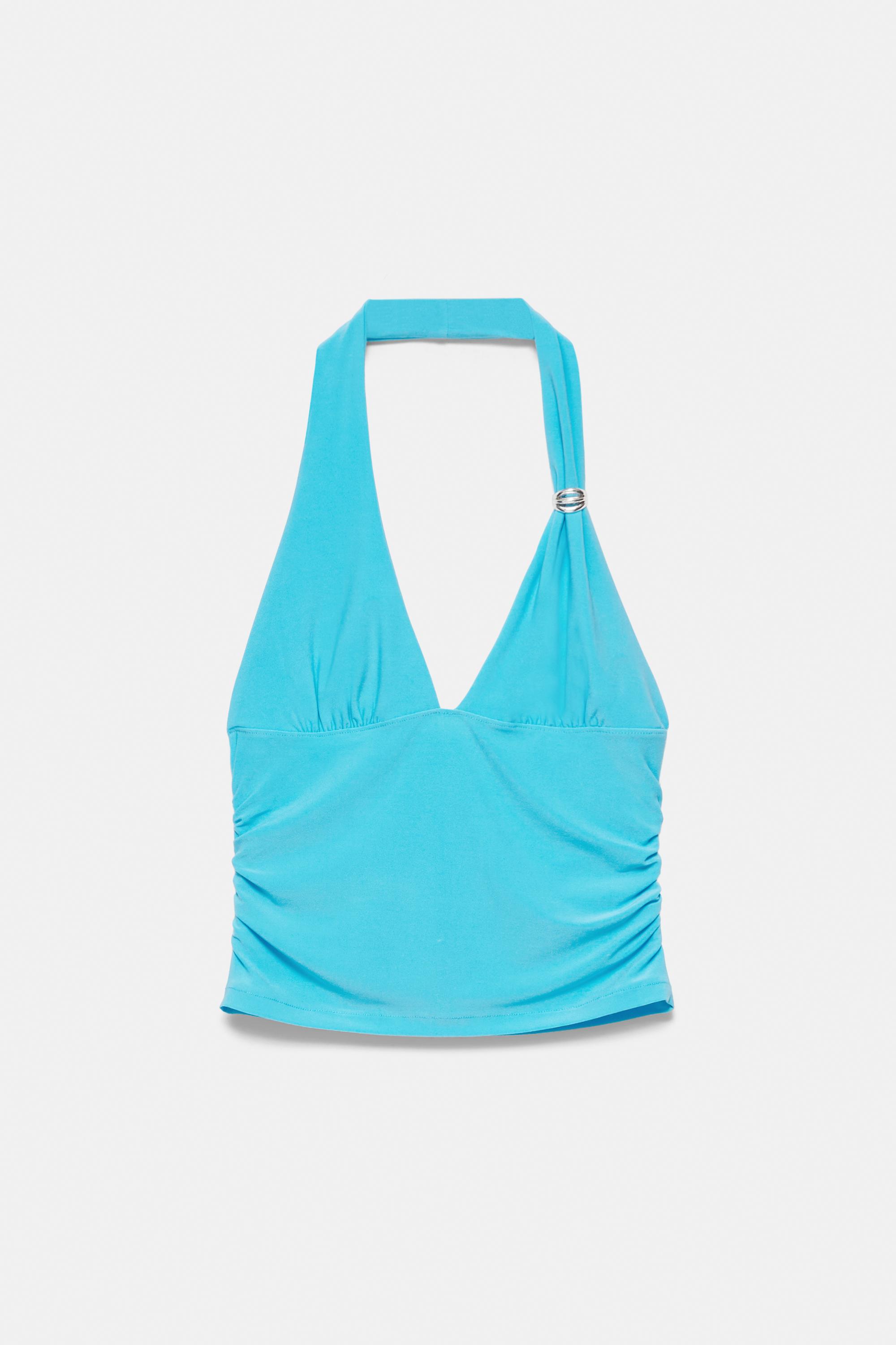 Halter top with metal detail — Turquoise