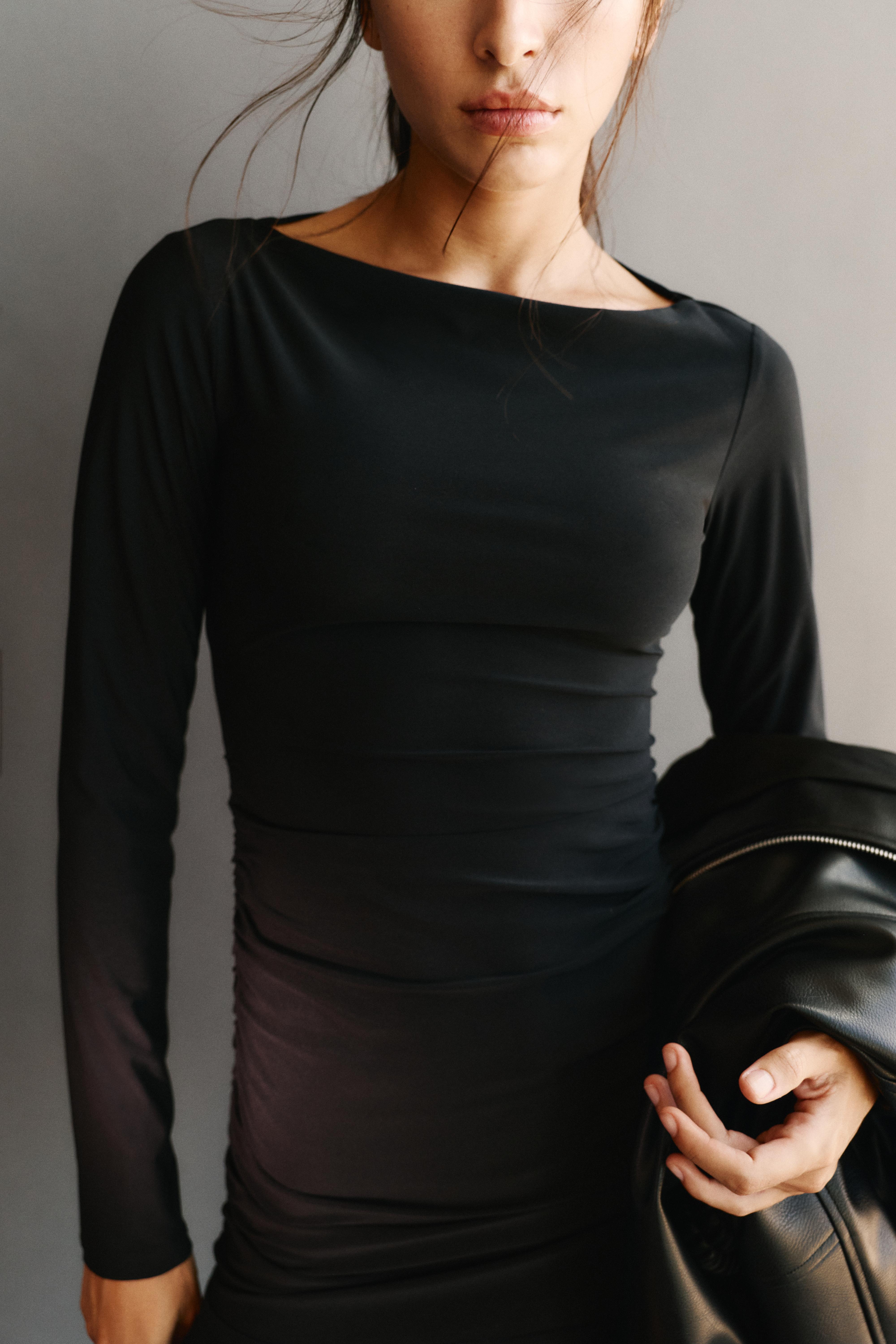Gathered short dress — Black