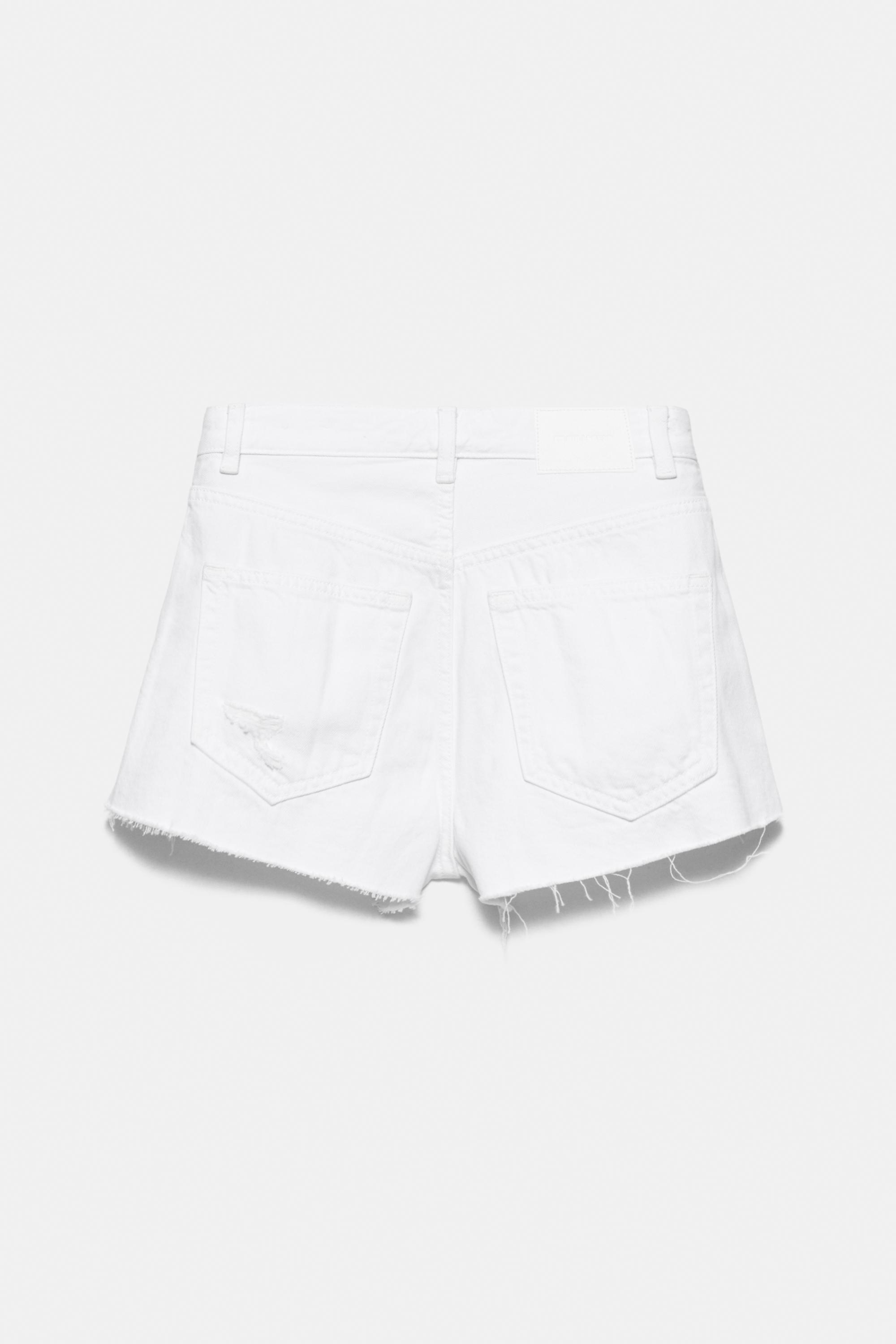 Mom fit ripped denim shorts — White
