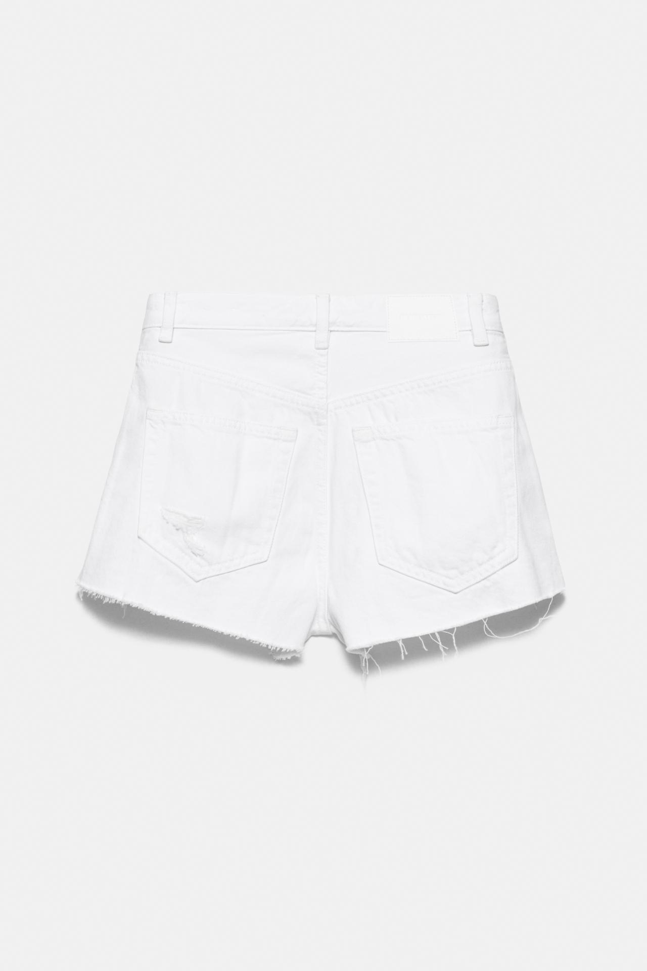 Mom fit ripped denim shorts — White