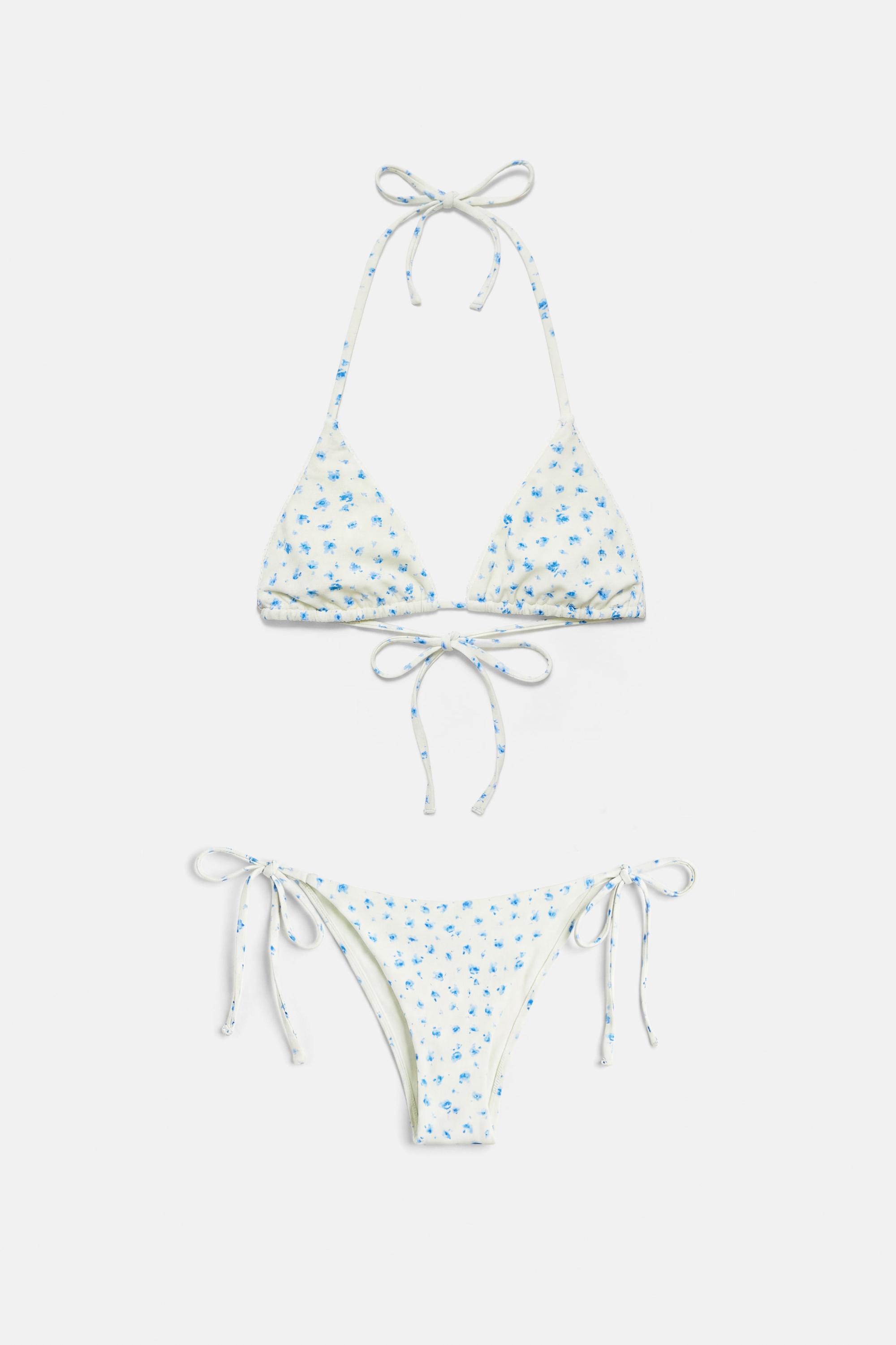 Floral bikini bottoms with ties — Pastel yellow