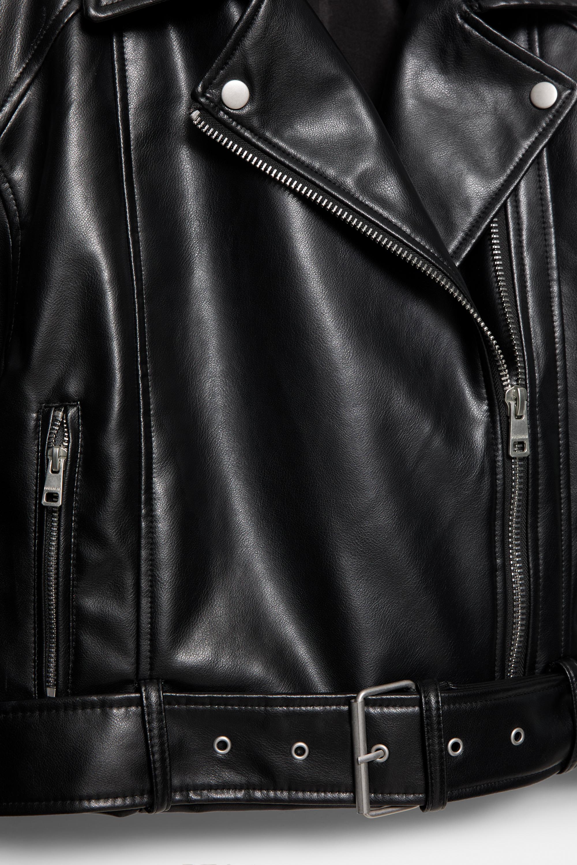 Leather effect biker jacket — Black