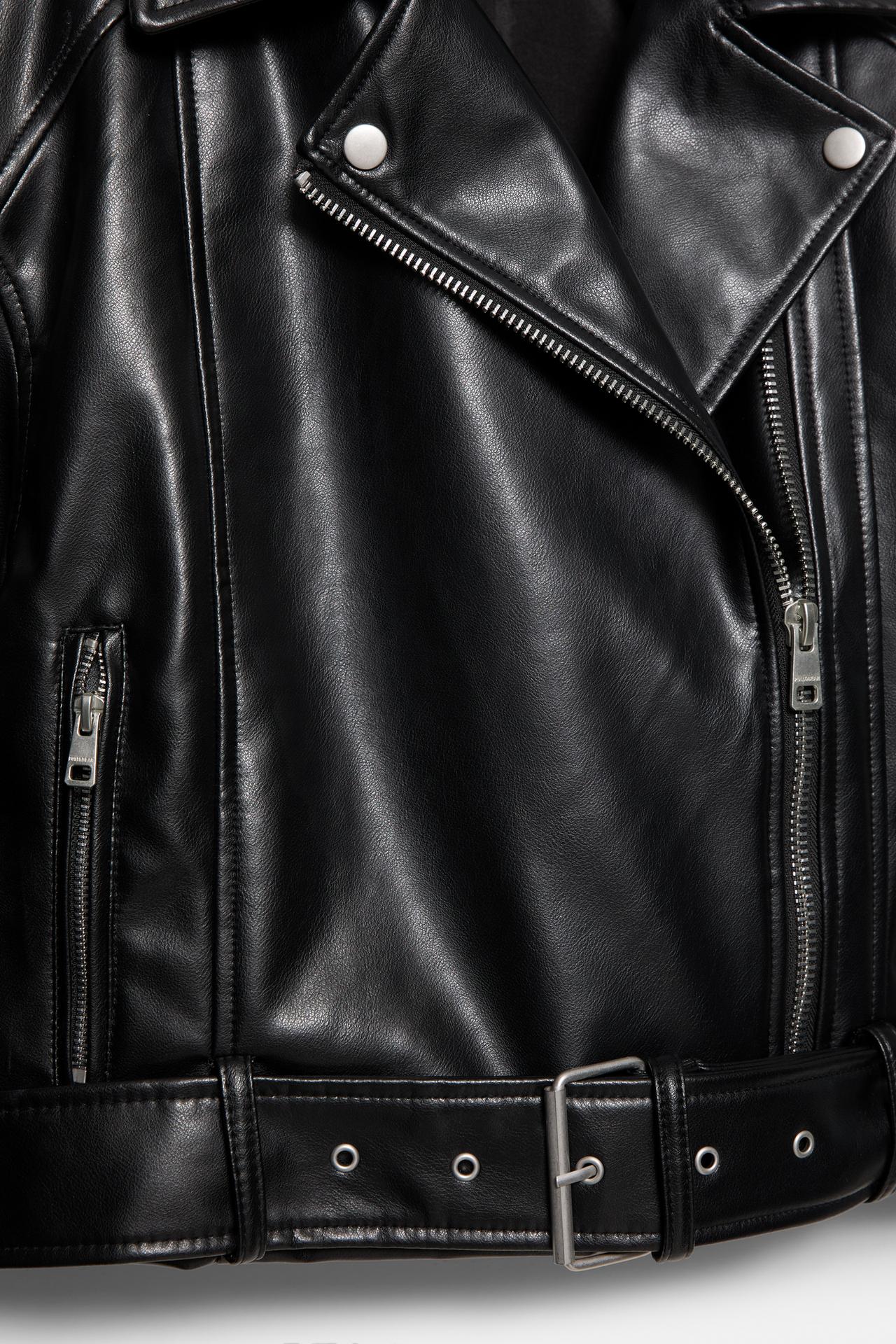 Leather effect biker jacket — Black