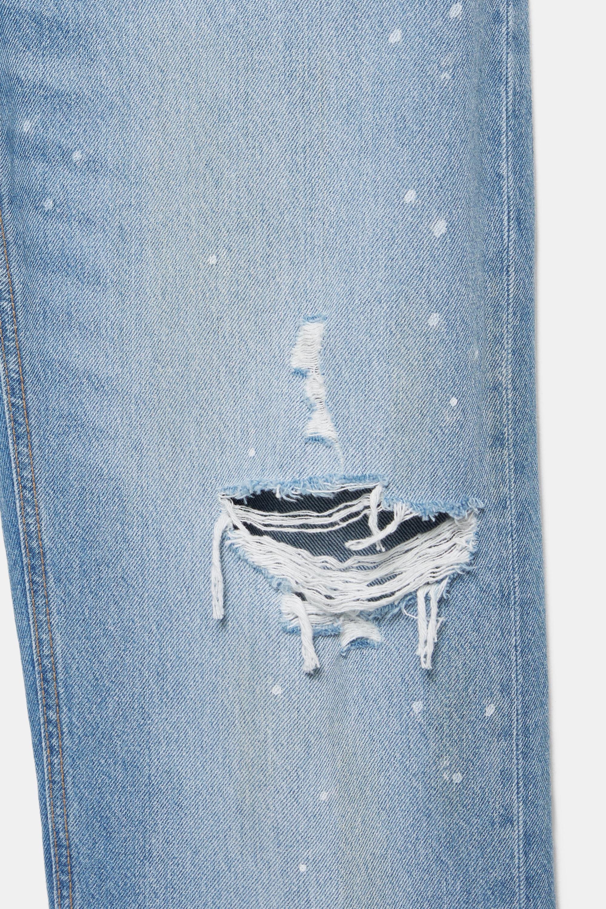 Ripped slim fit bootcut jeans — Pale indigo