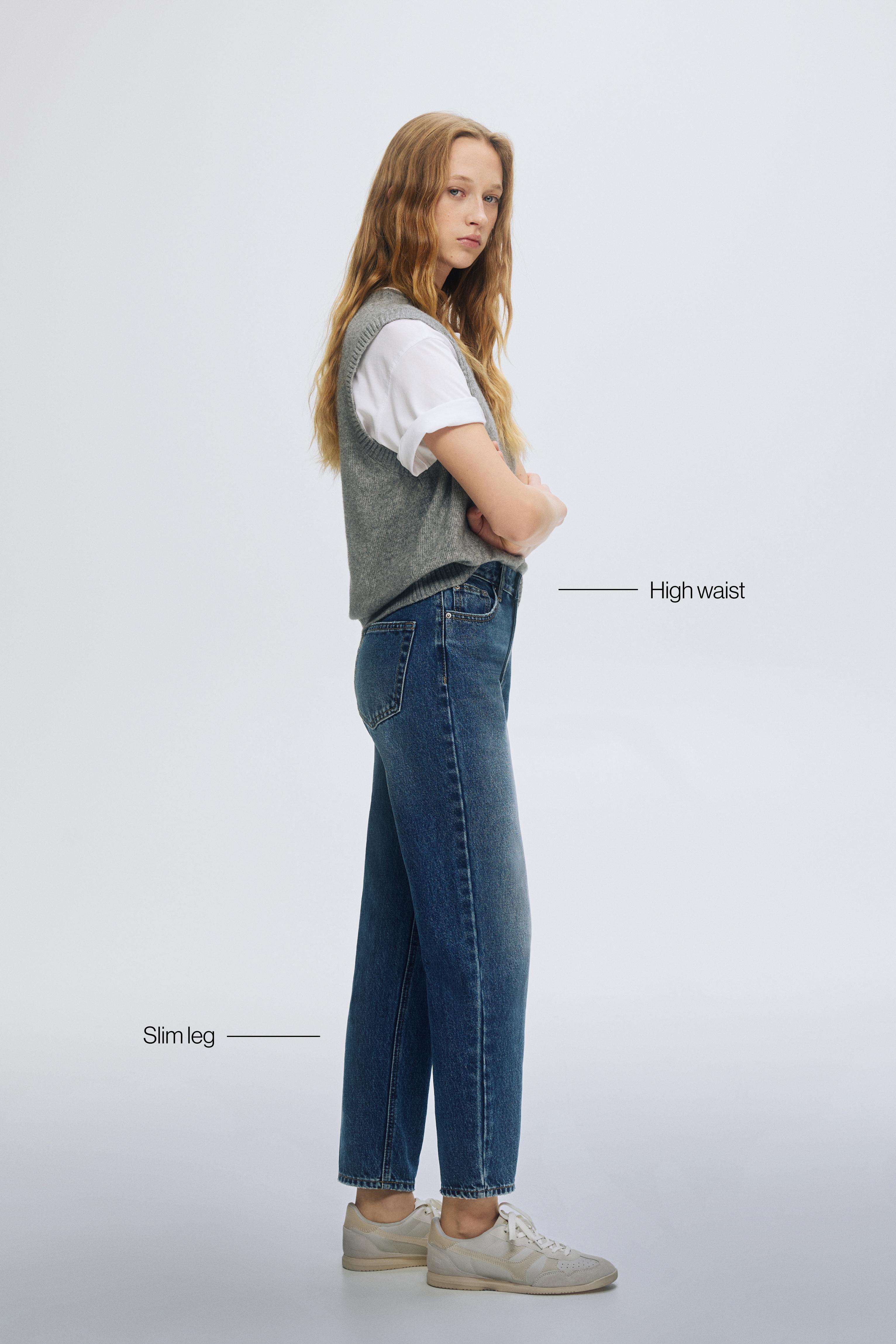High-waist mom jeans — Dark blue