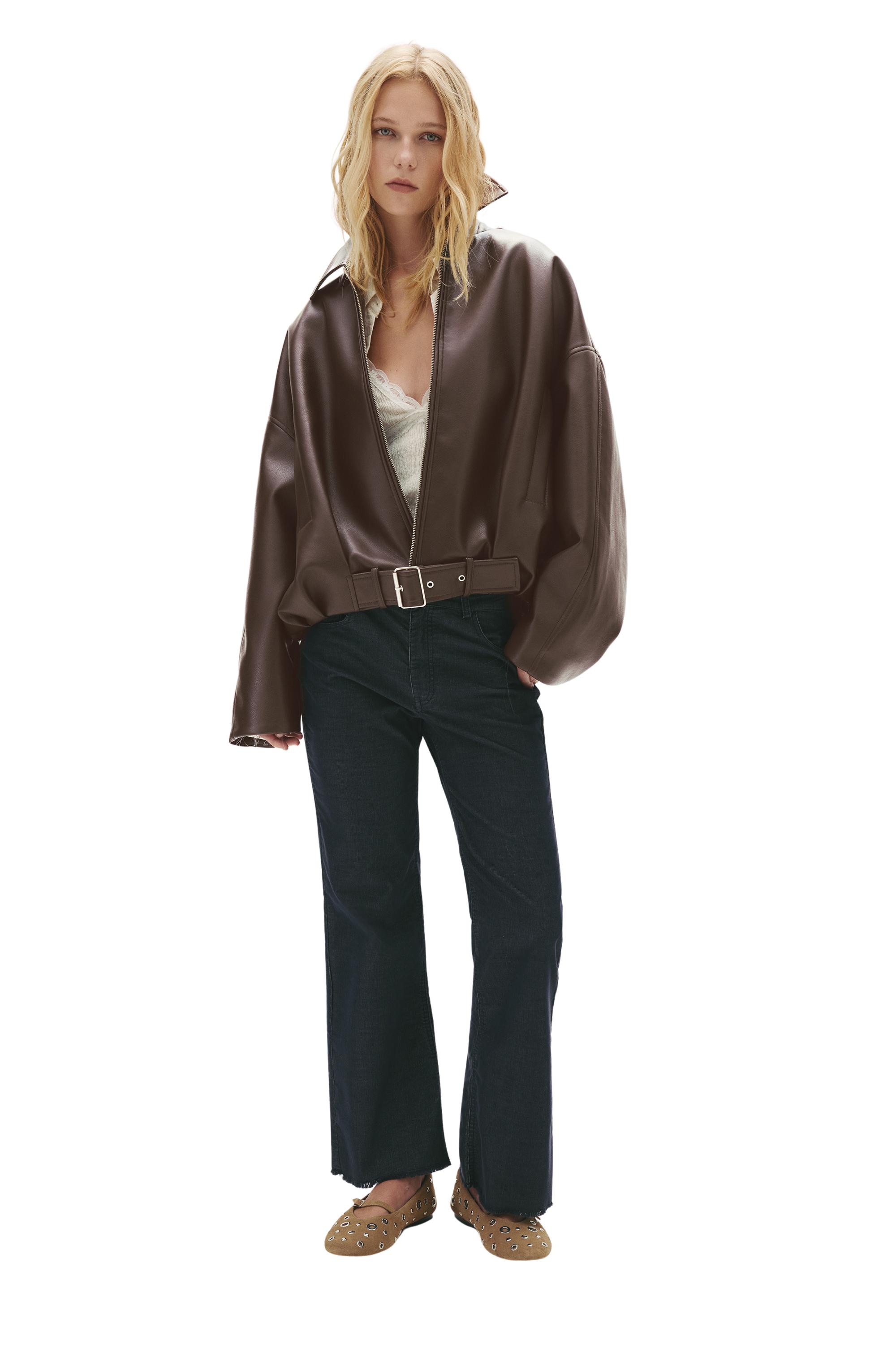 Leather effect balloon jacket — Chocolate