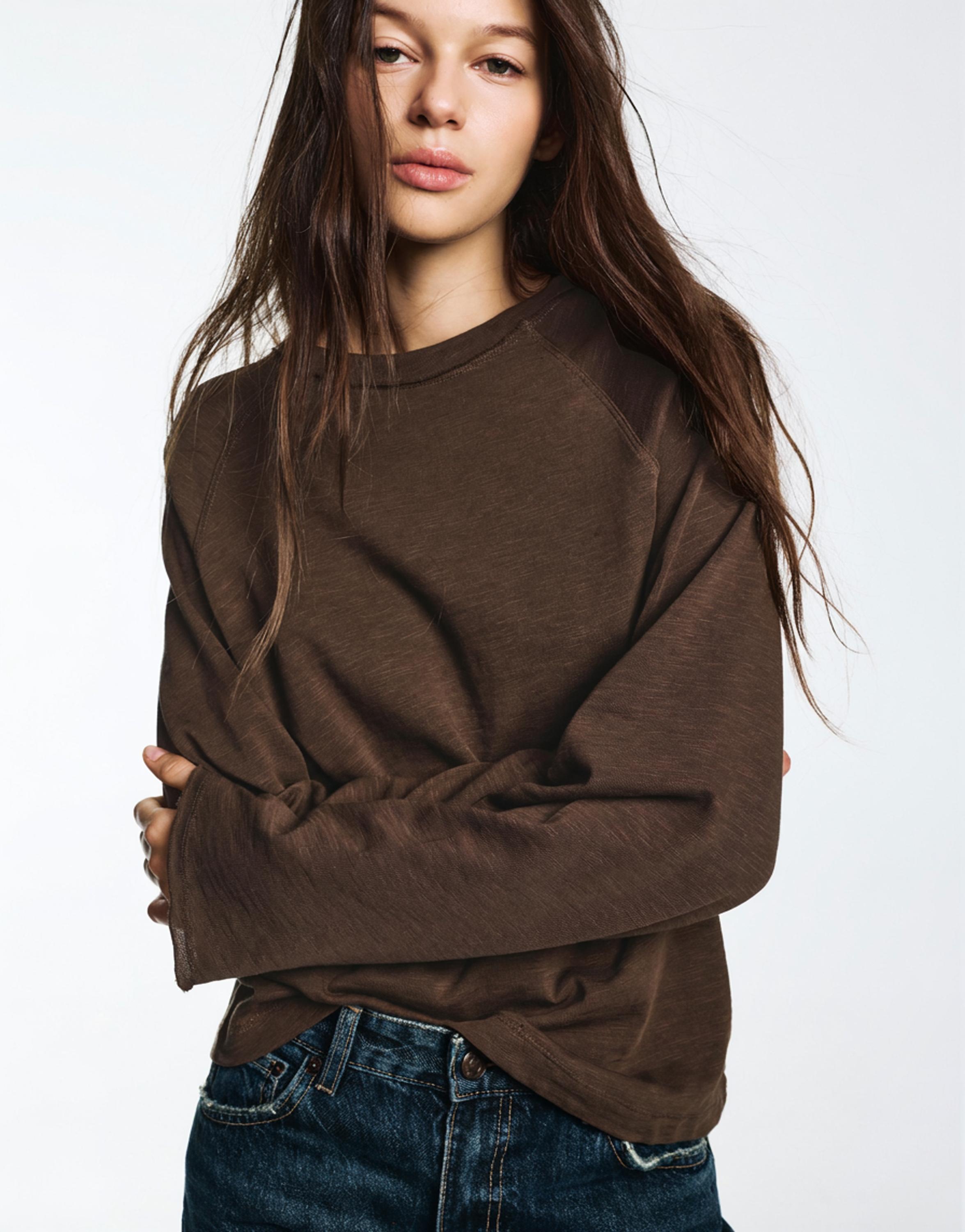 Long sleeve raglan T-shirt — Brown