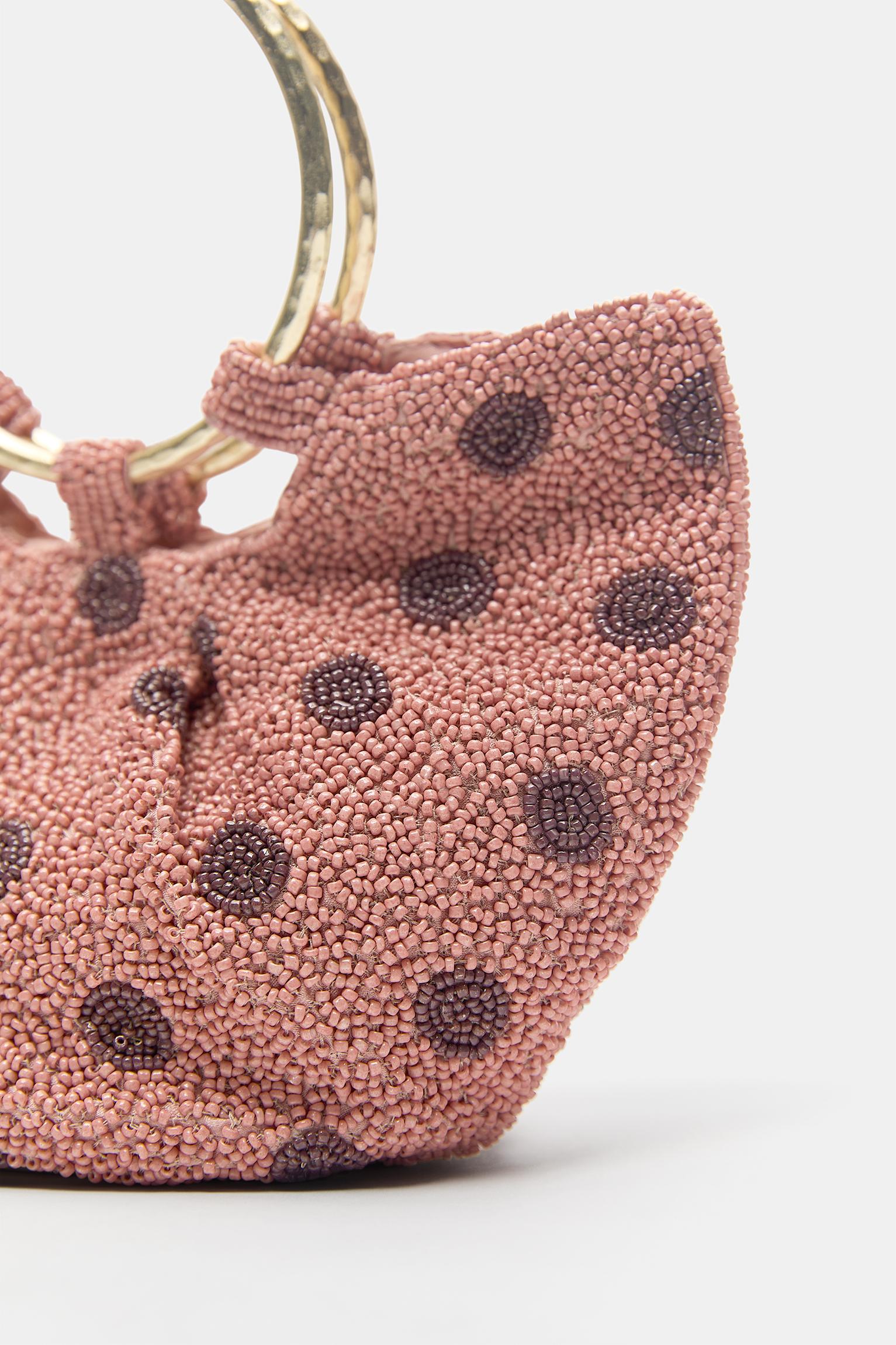 Puantiye desenli metal saplı çanta - Görsel 9