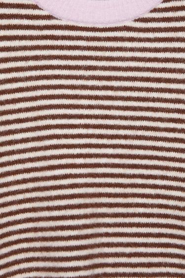 Striped jumper with contrast neck — Chocolate 7