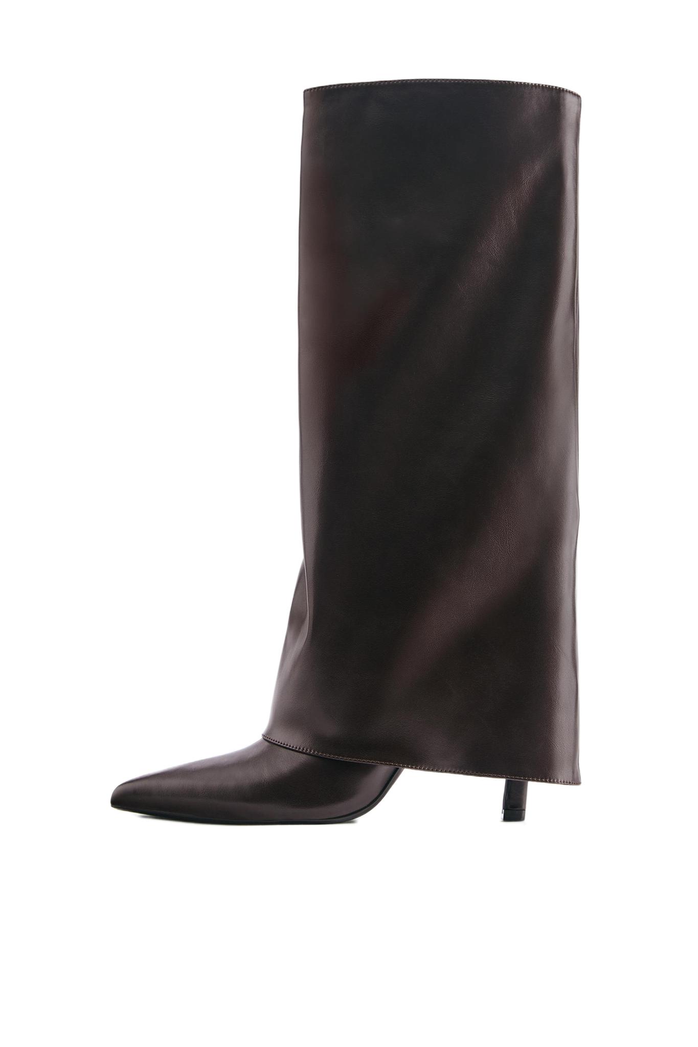 Heeled footed leggings boots — Brown