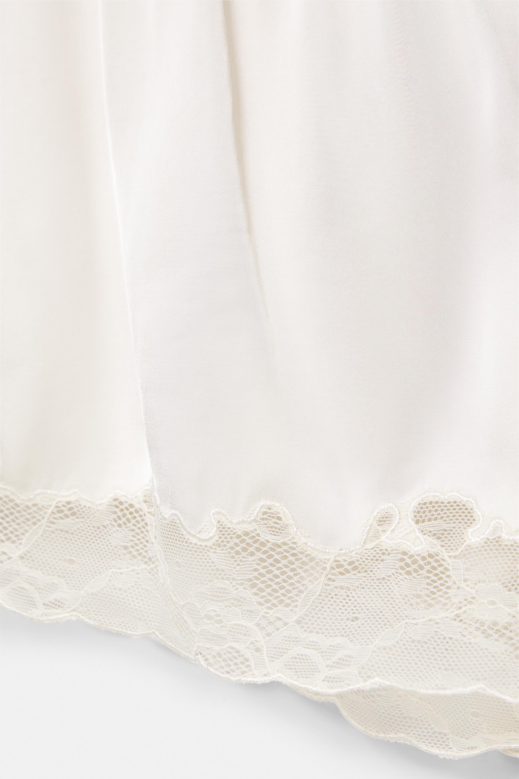 Satin lace cami shorts — Ecru