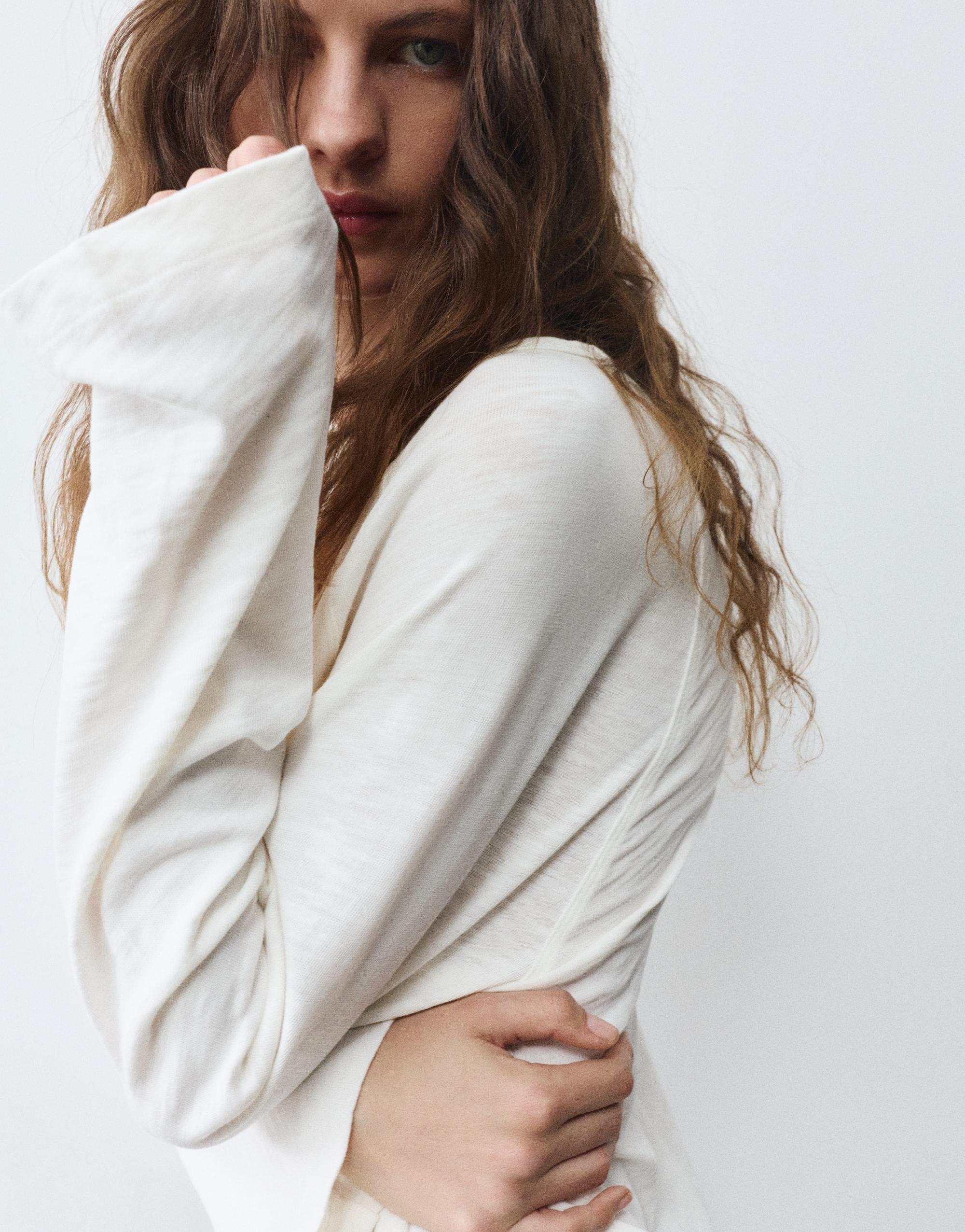 Long sleeve raglan T-shirt — Off white