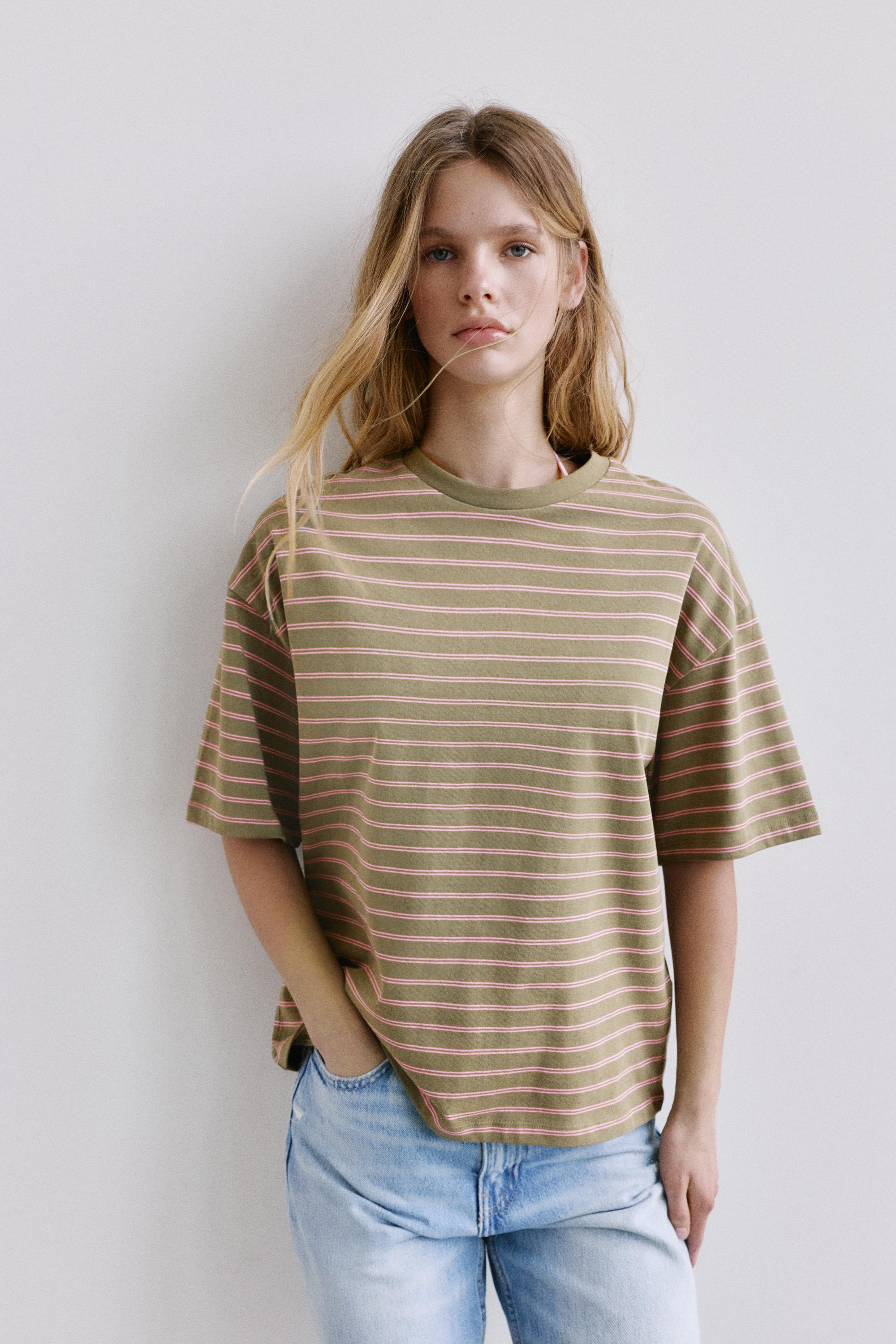 Oversize short sleeve T-shirt — Striped