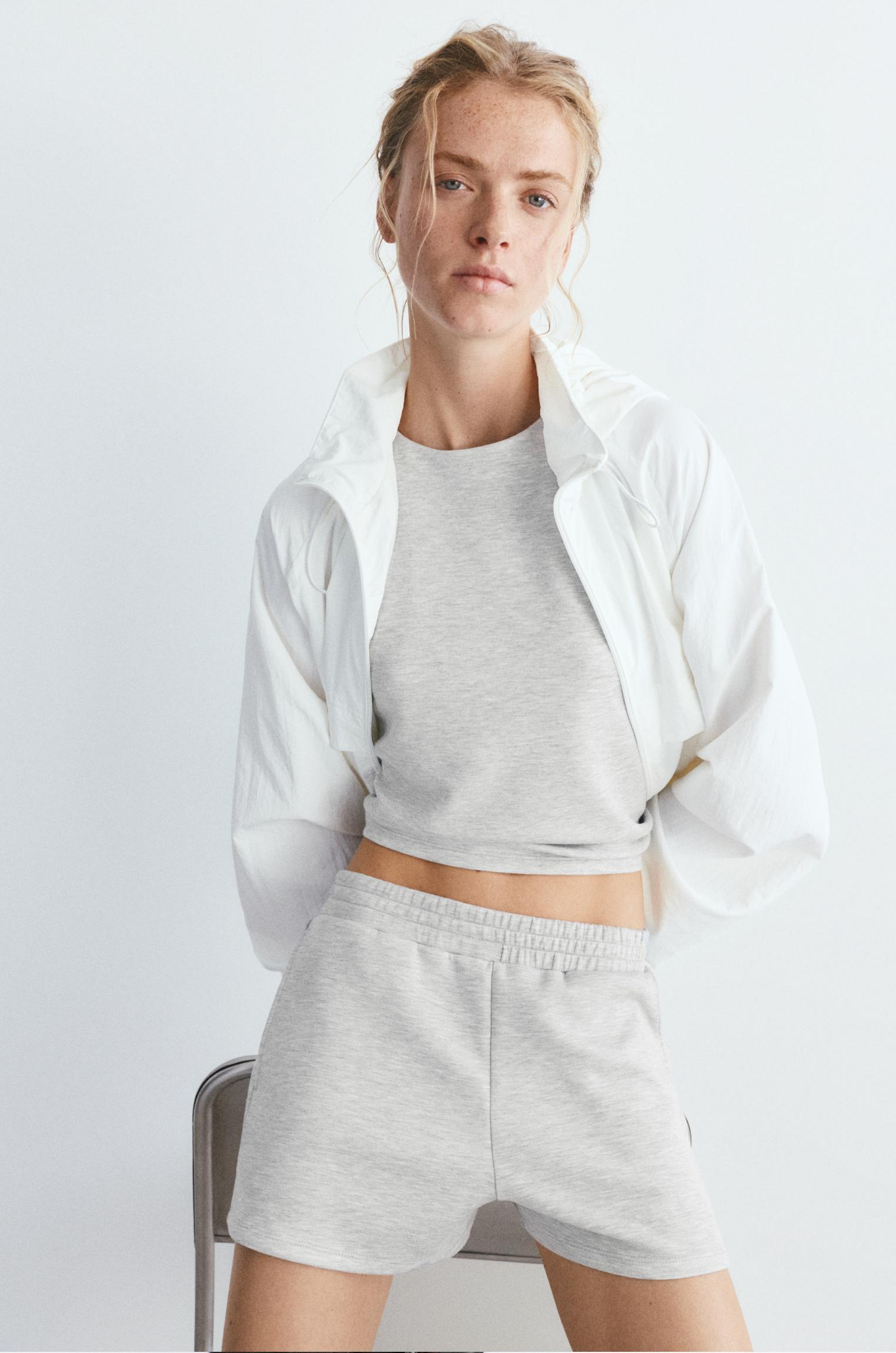 Soft touch sports shorts — Grey marl