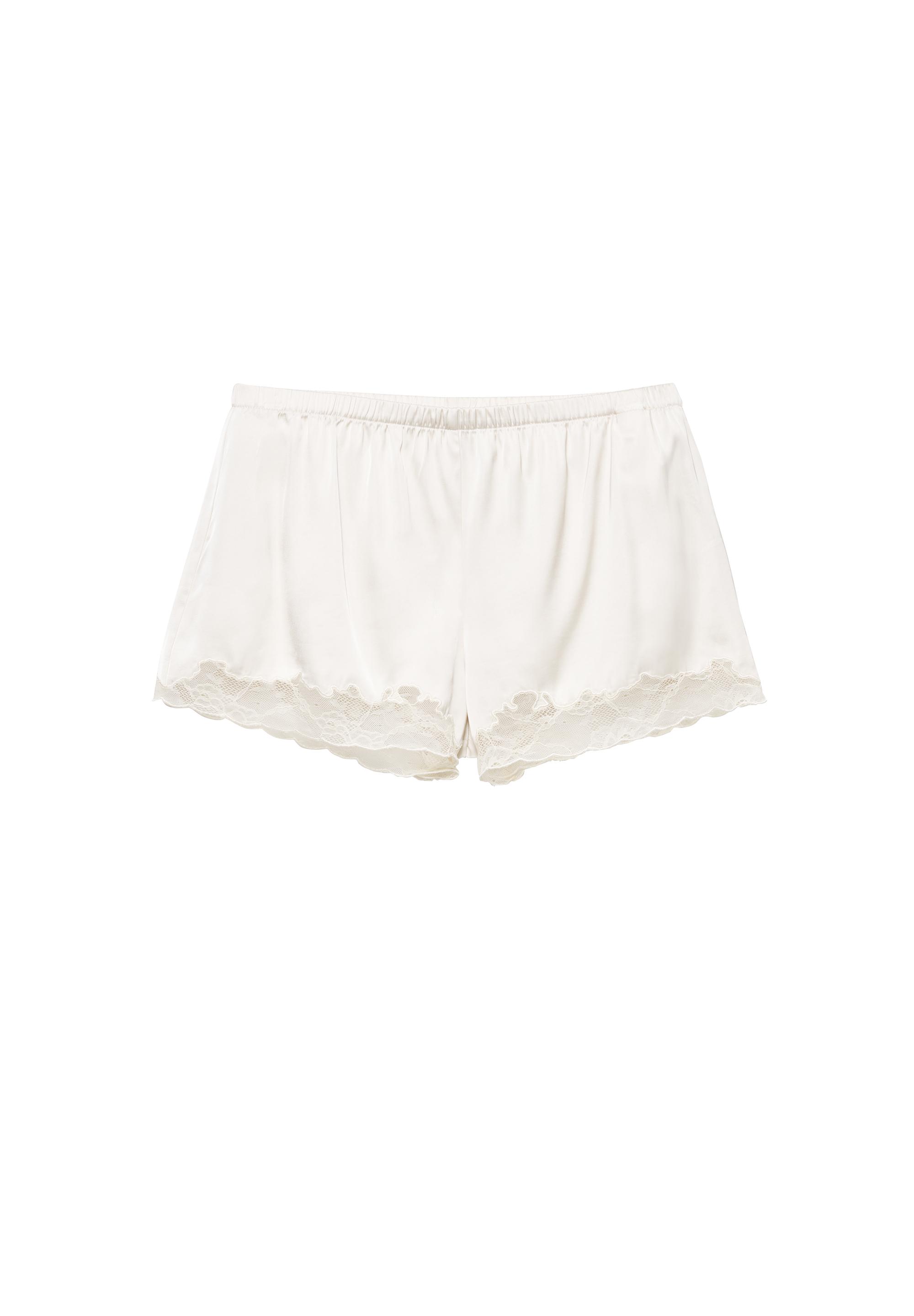 Satin lace cami shorts — Ecru