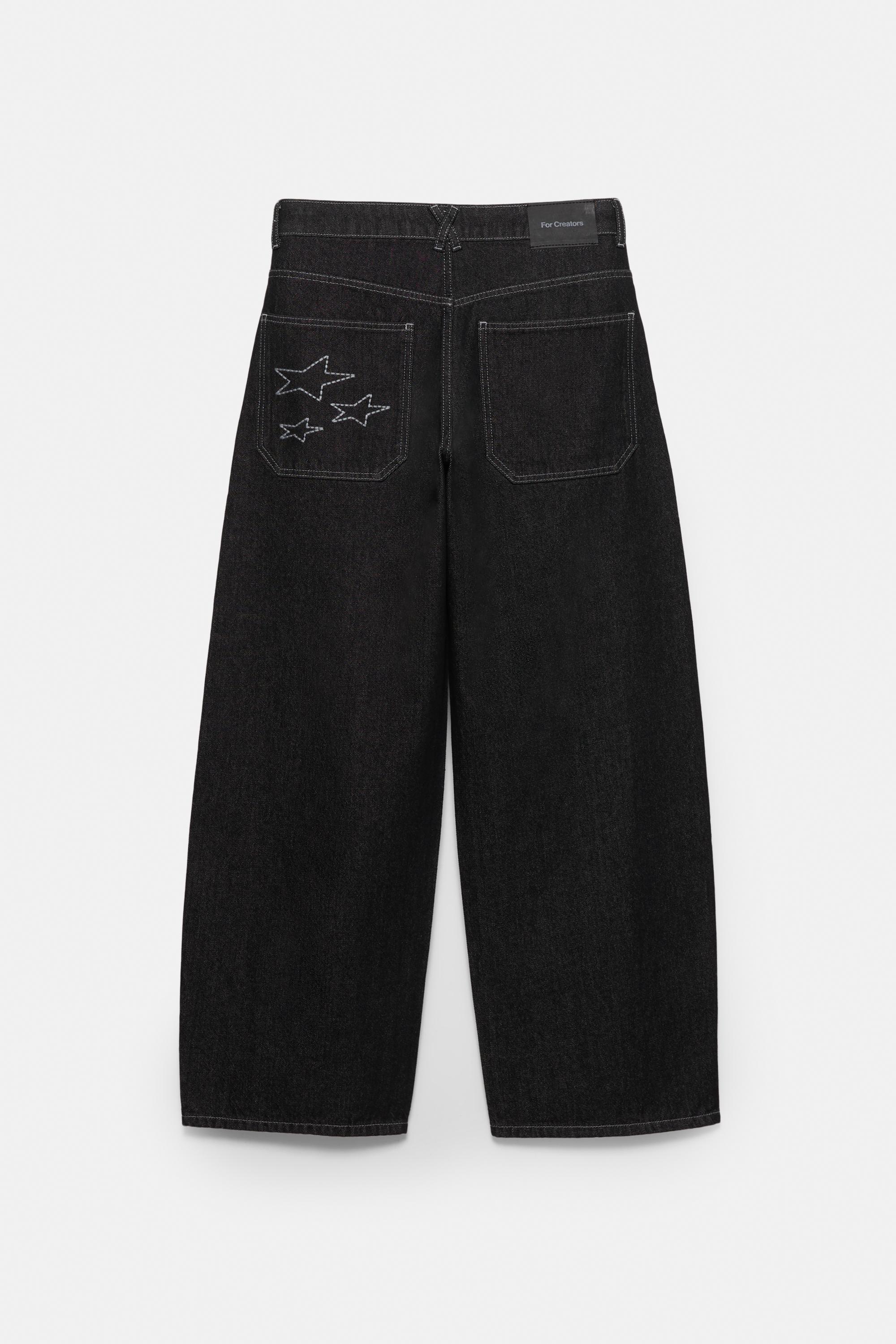 Yıldız desenli barrel jean - Görsel 7