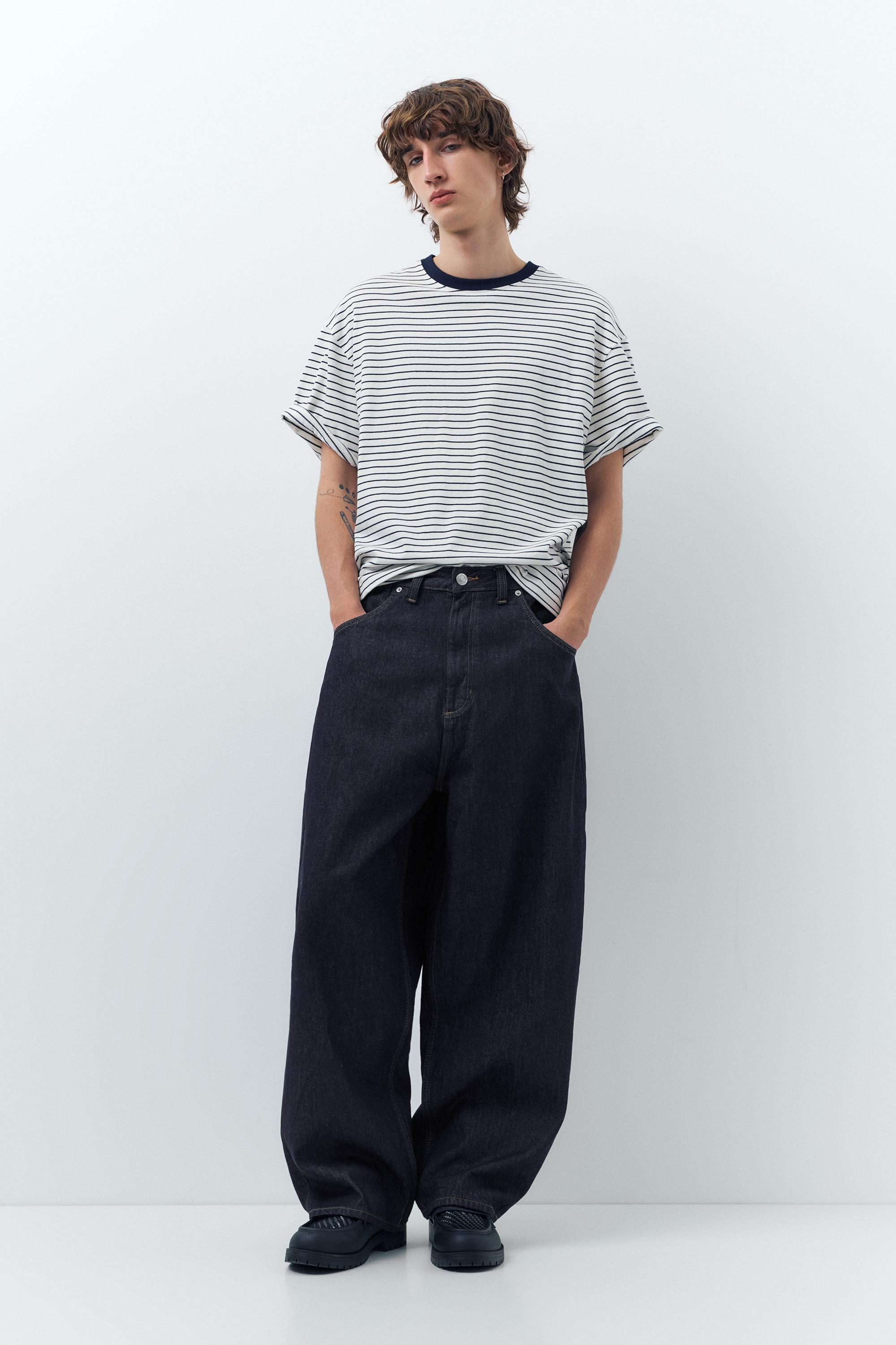 Embroidered super baggy jeans — Navy