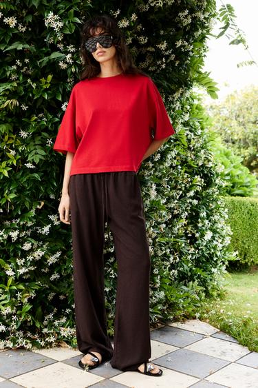 Flowy trousers with linen — Brown 1
