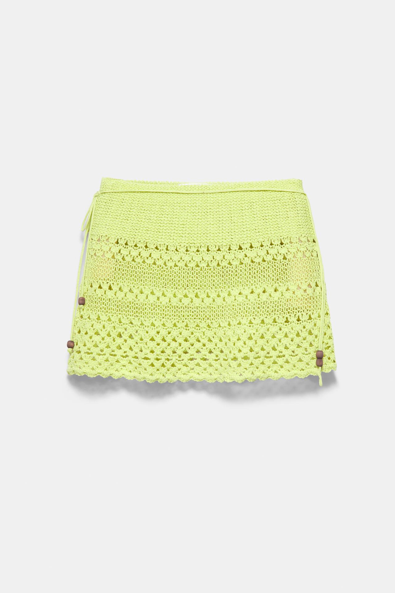 Crochet mini skirt — Lime