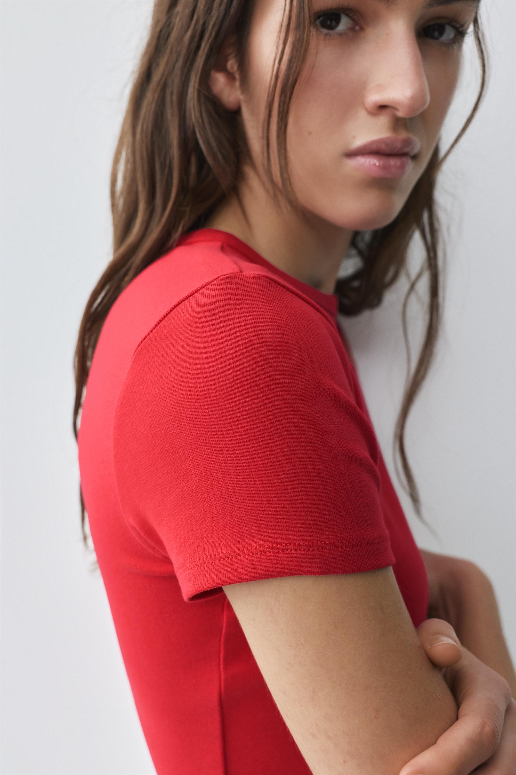 Fitted short sleeve T-shirt — Red
