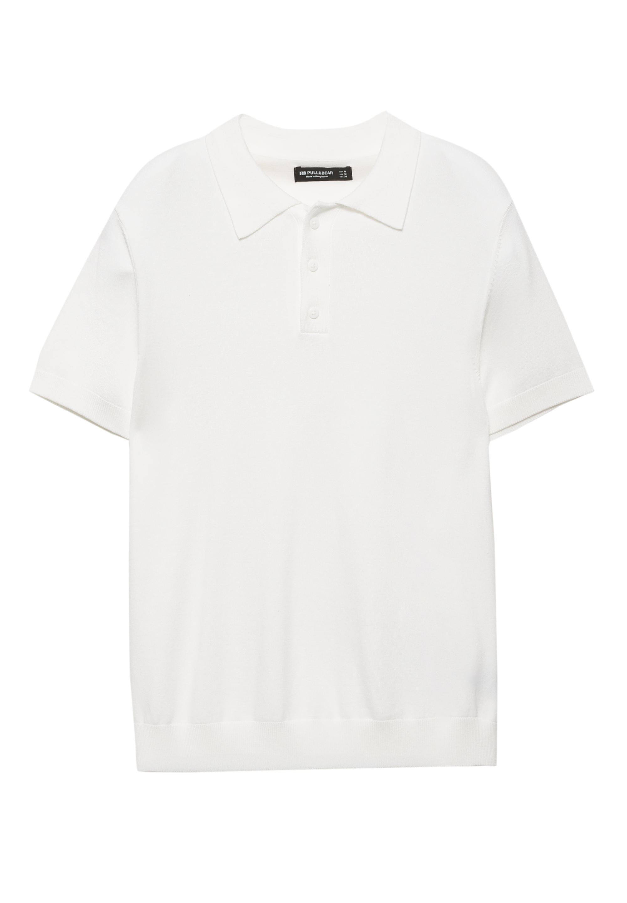 Short sleeve knit polo shirt — Off white