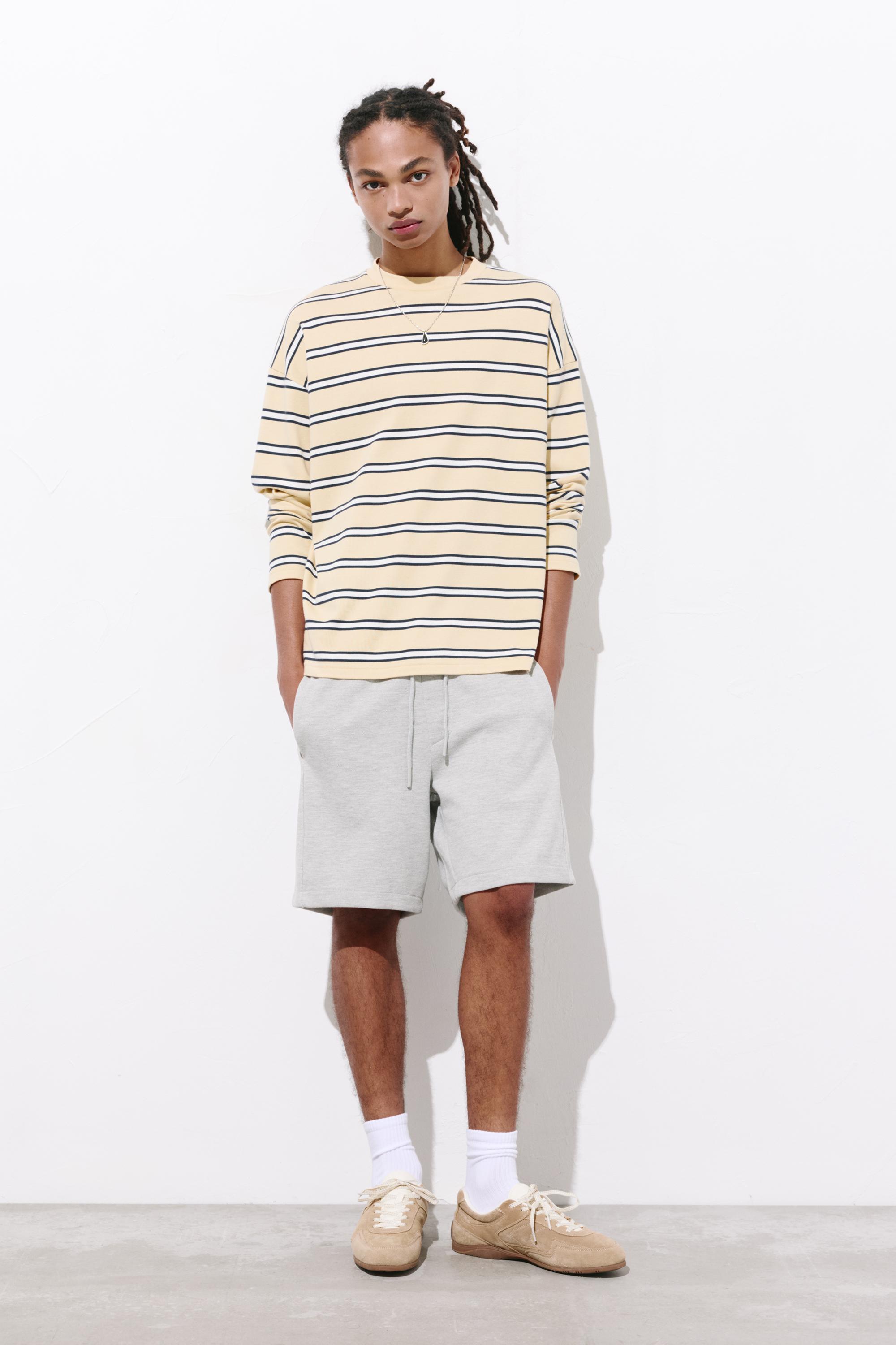 Piqué jogger Bermuda shorts — Grey marl